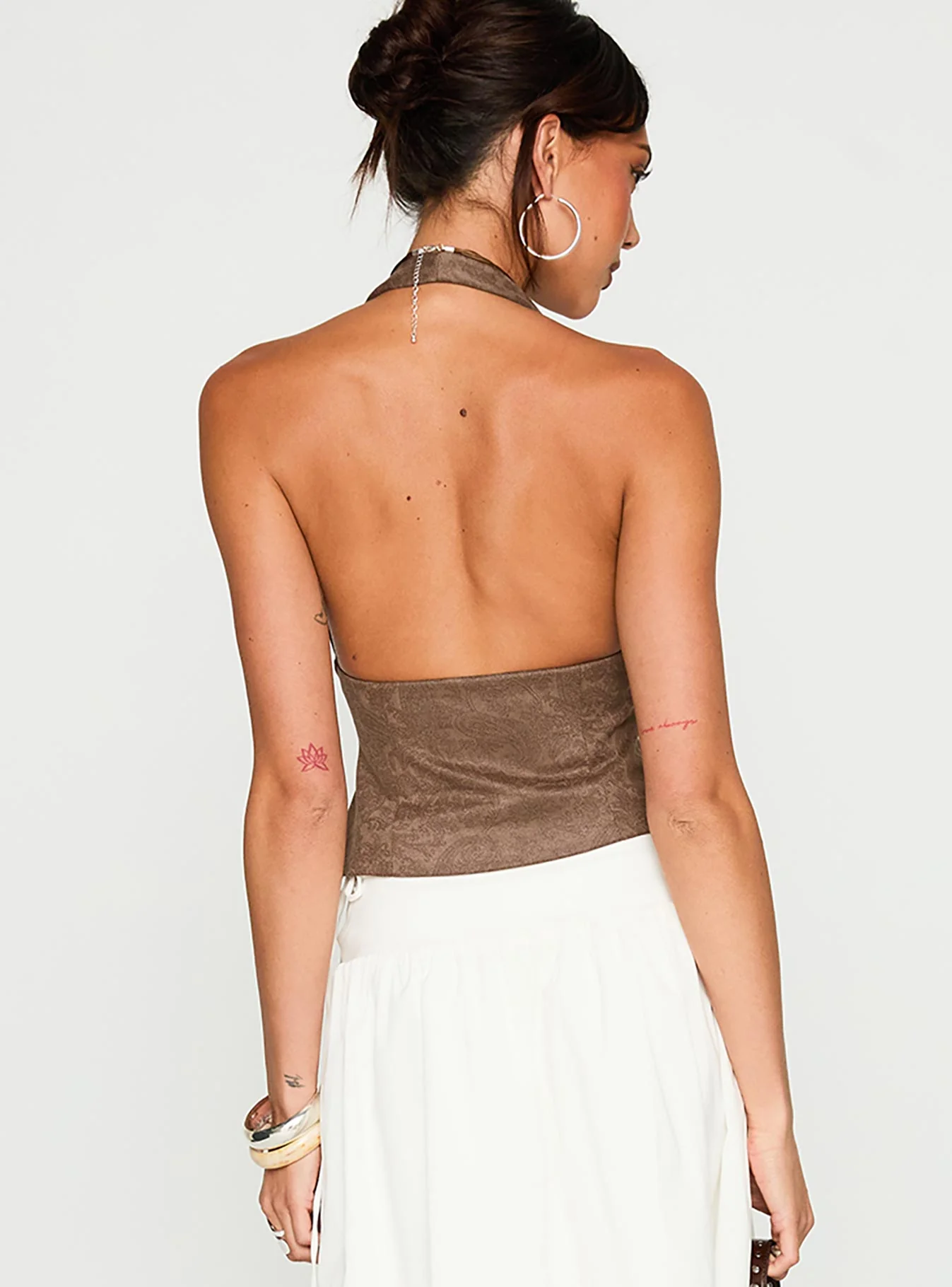 Down The Line Halter Top Brown - Image 5