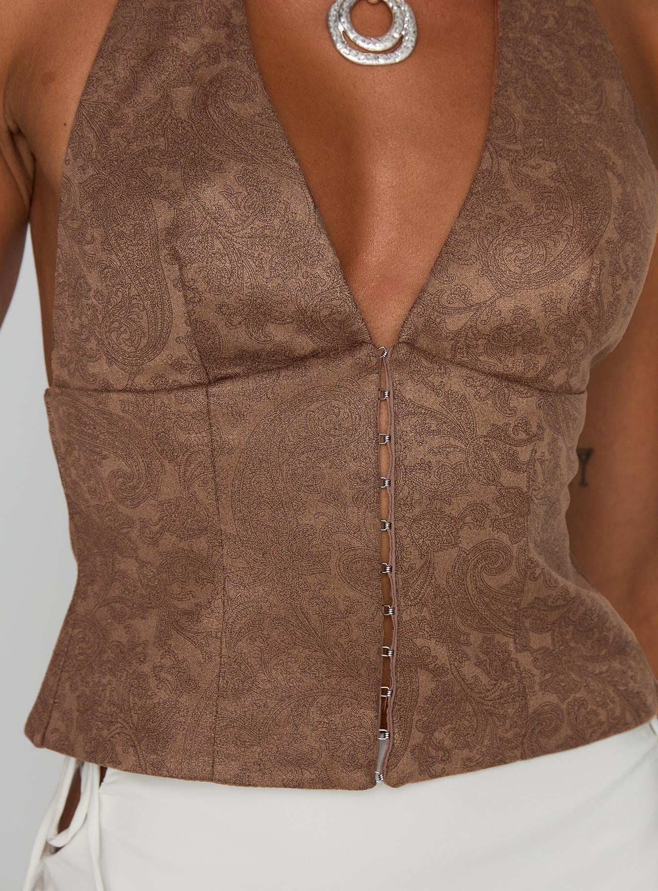 Down The Line Halter Top Brown - Image 6