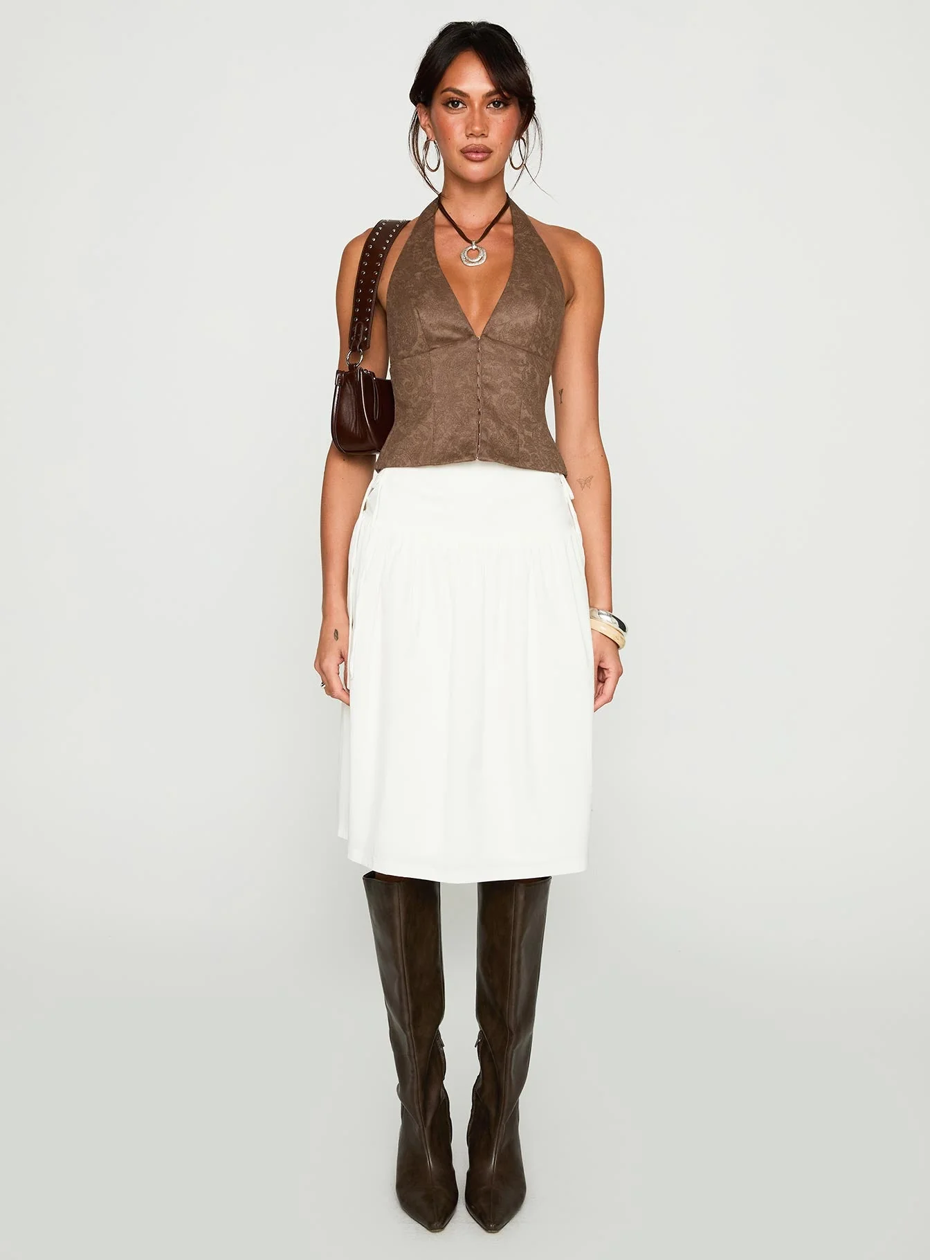 Down The Line Halter Top Brown - Image 7