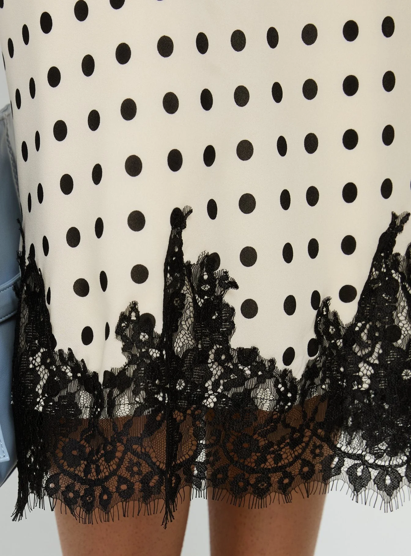 Downtown Scene Lace Trim Maxi Skirt Cream Polka - Image 7