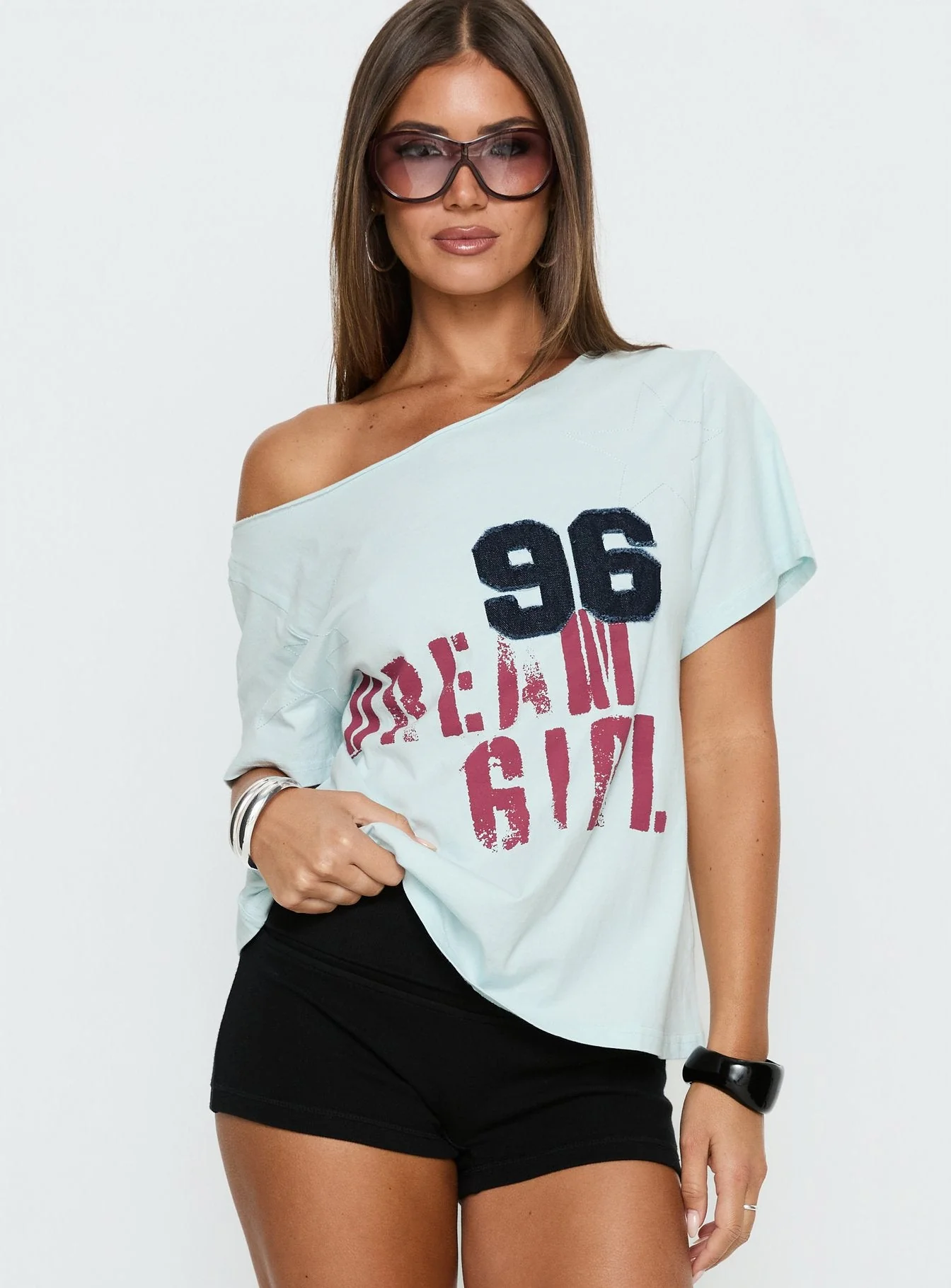 Dream Girl 96 Oversized Graphic Tee Blue - Image 2