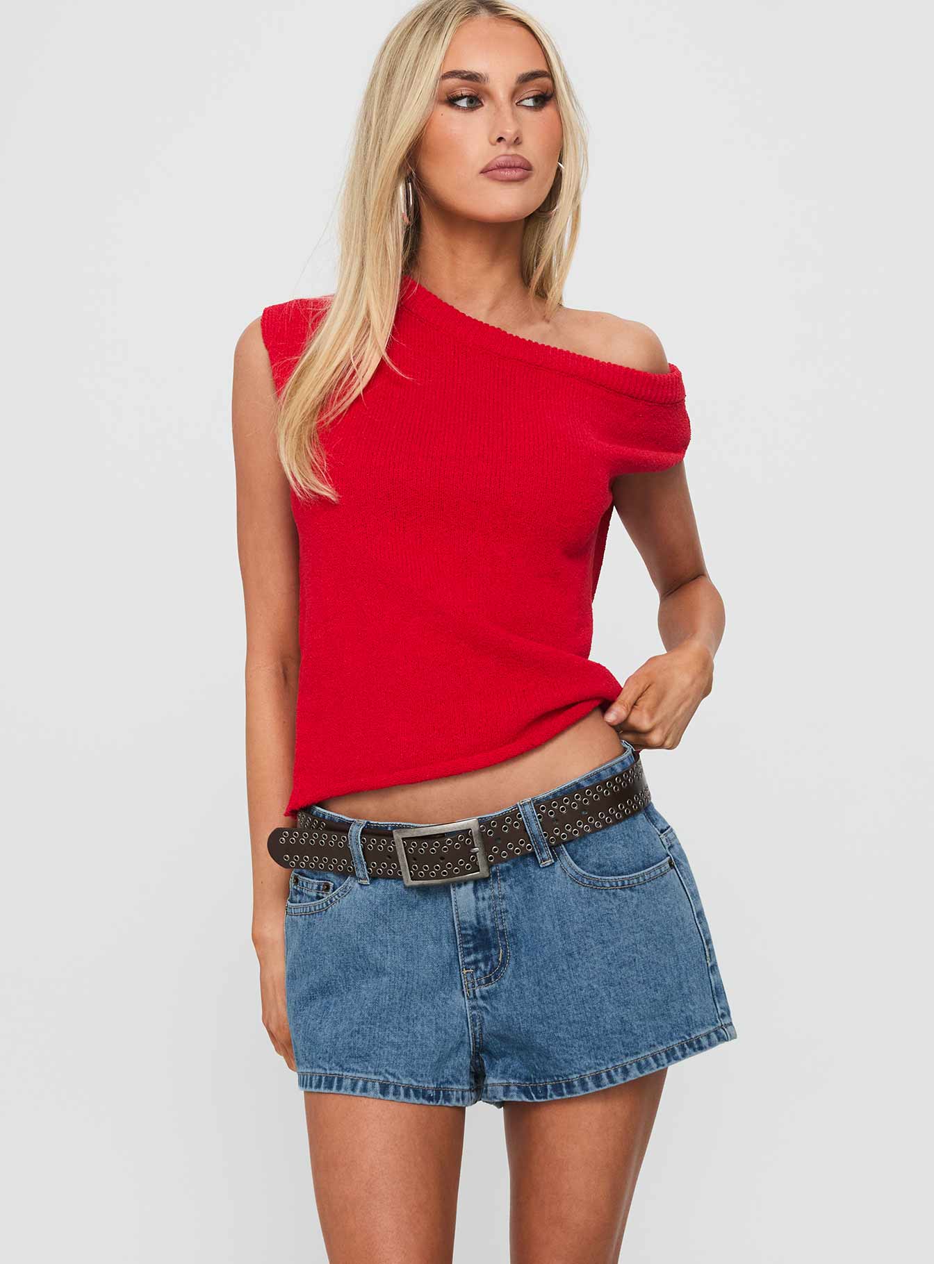 Dreamful Low Rise Mini Denim Shorts Mid Blue Wash - Image 2