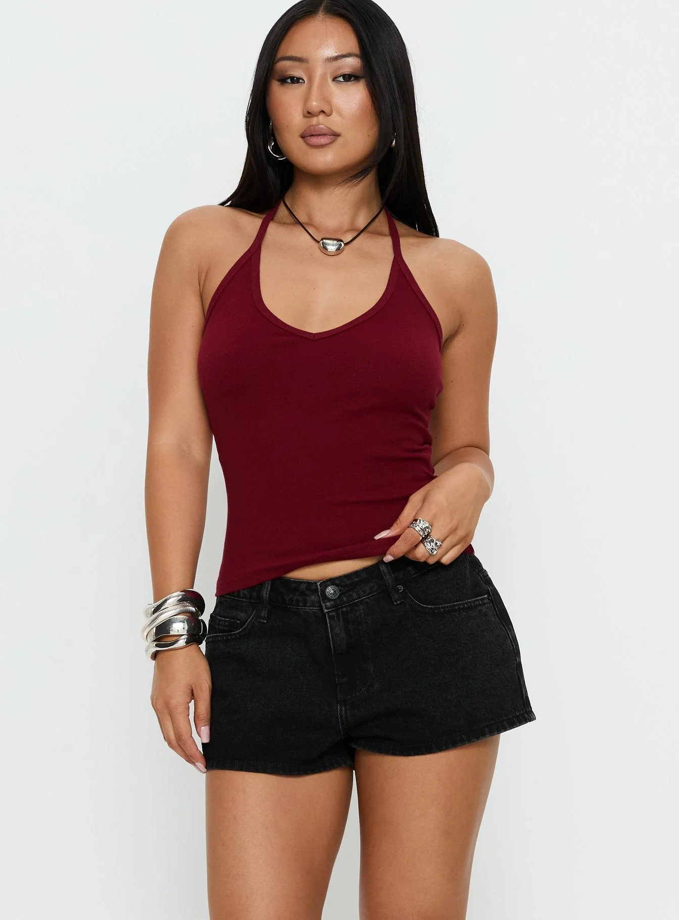 Dreamful Low Rise Mini Denim Shorts Washed Black - Image 2