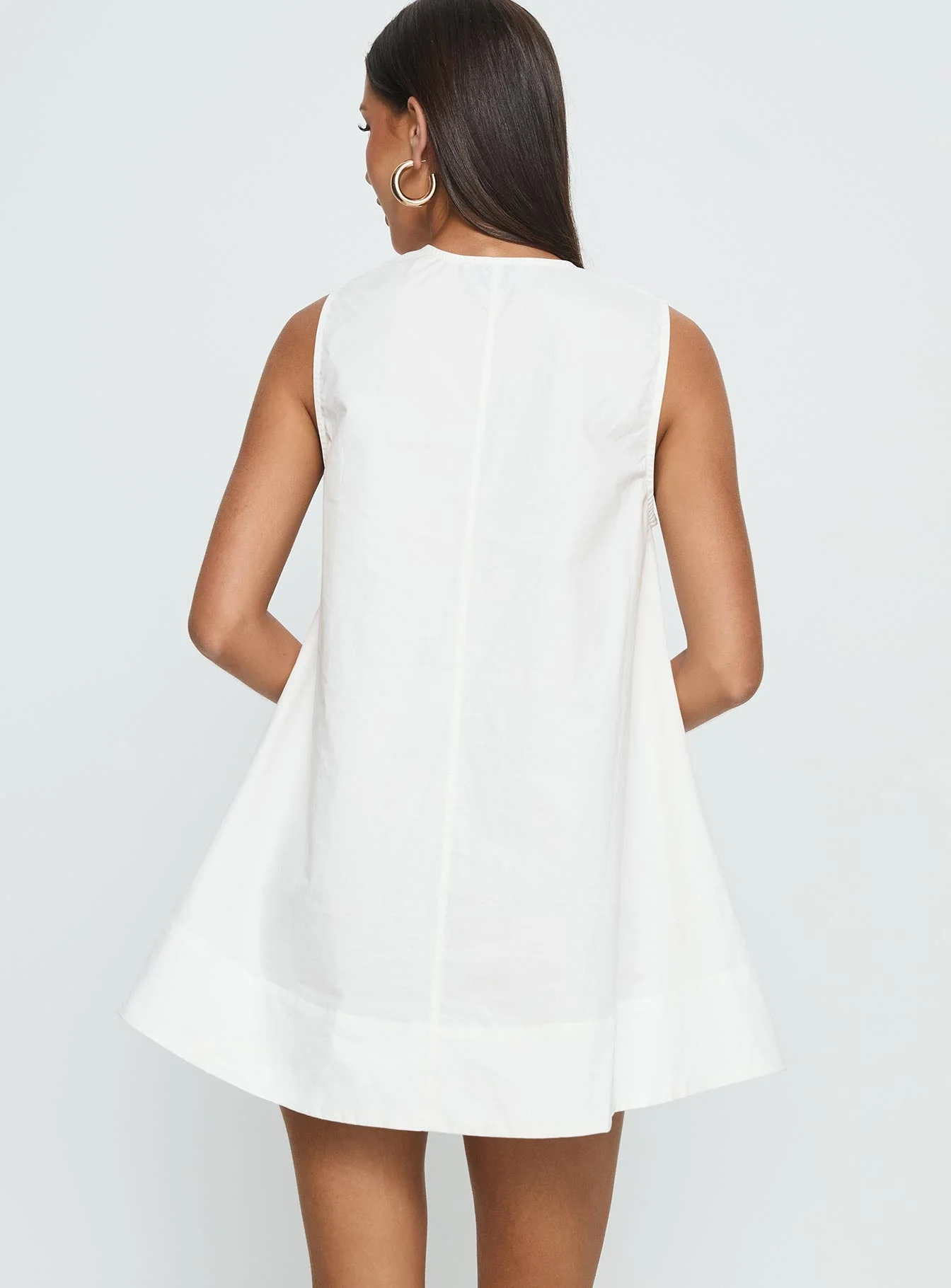 Eberta Ruched Baby Doll Mini Dress White - Image 5