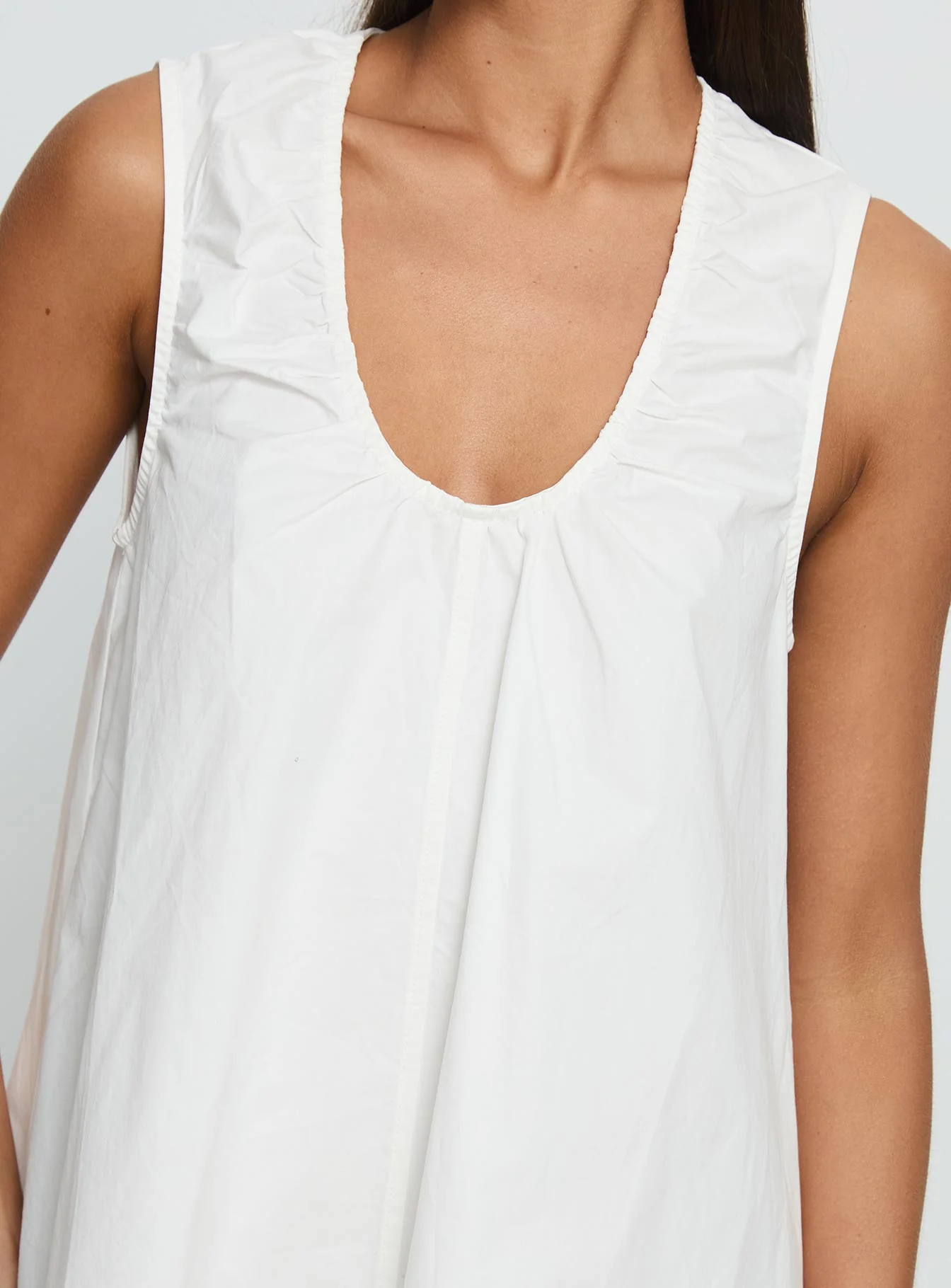Eberta Ruched Baby Doll Mini Dress White - Image 6