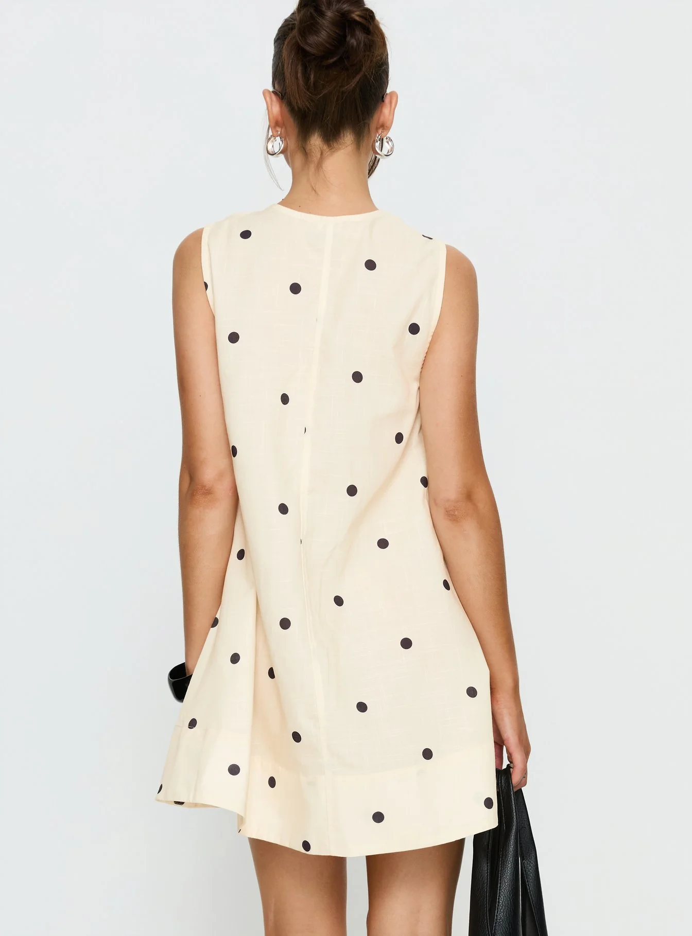 Eberta Ruched Baby Doll Mini Dress Yellow Polka Dot - Image 5