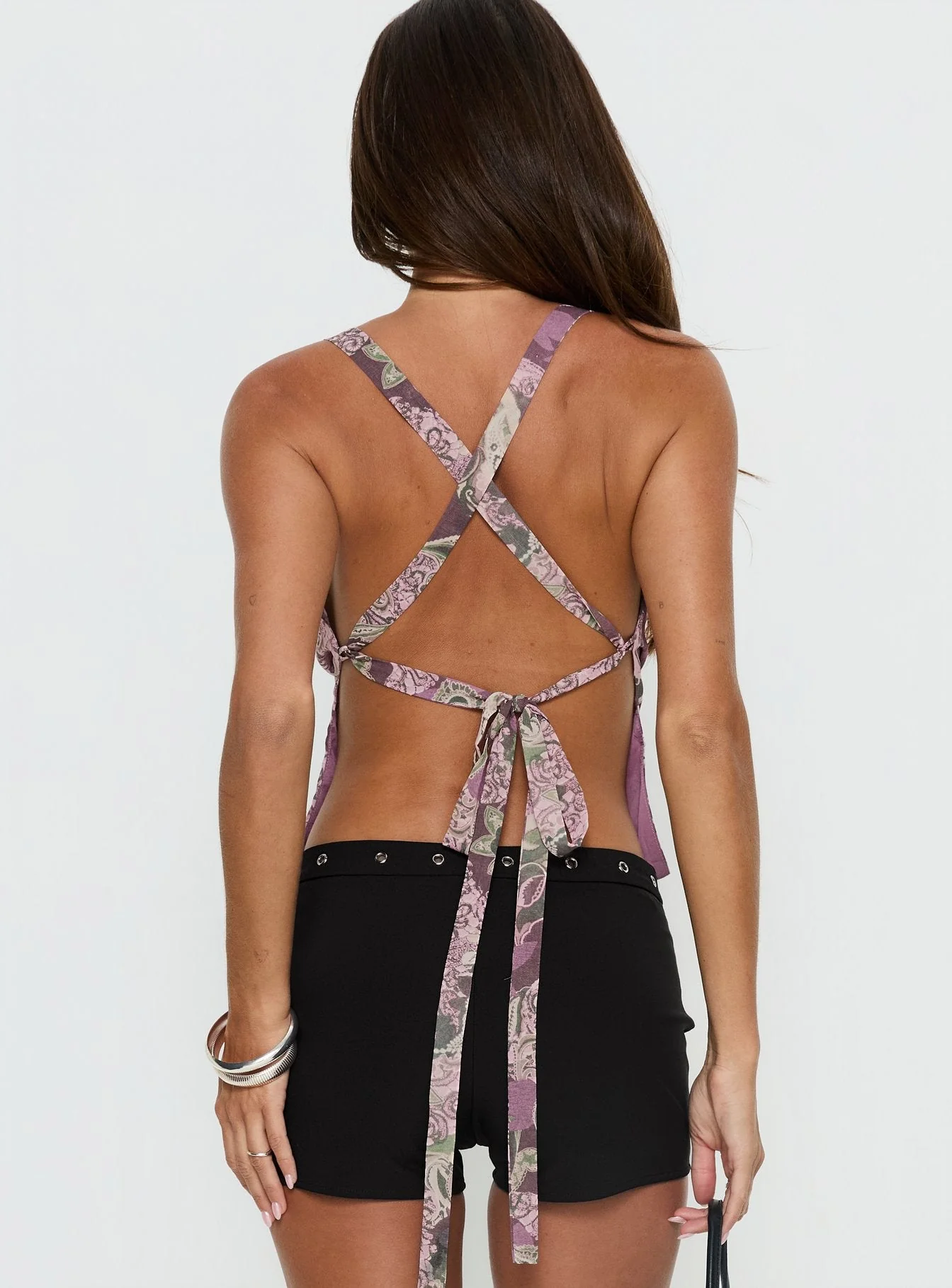 Eboni Multi Wear Cowl Neck Top Purple Multi - Image 5