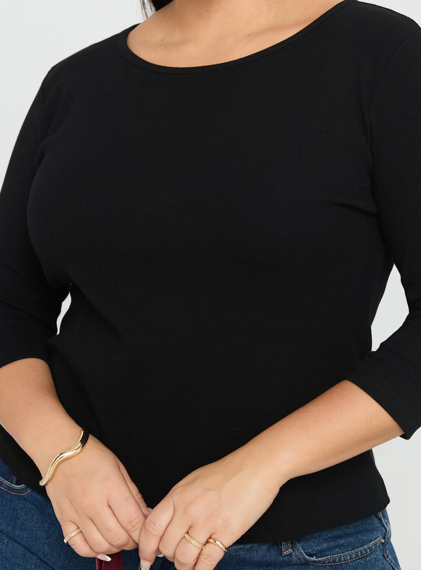 Elaia 3/4 Sleeve Top Black Curve - Image 6