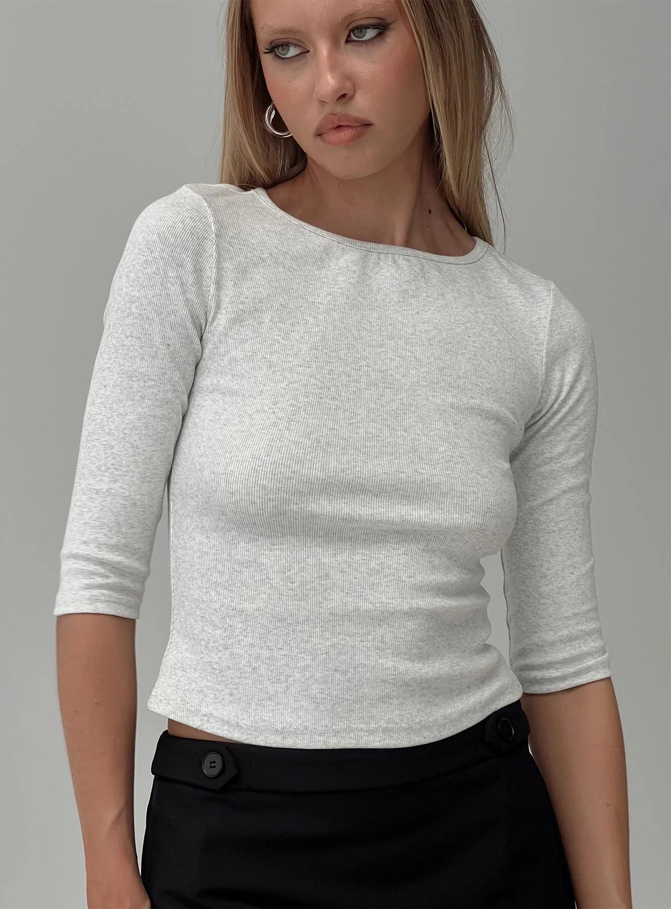 Elaia 3/4 Sleeve Top Grey Marle - Image 9
