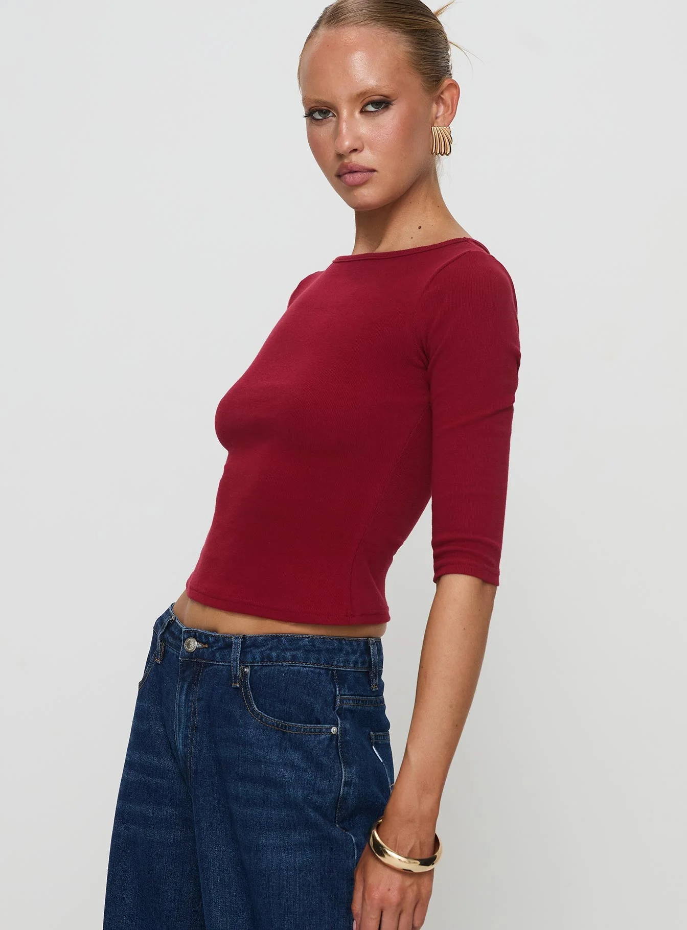Elaia 3/4 Sleeve Top Red - Image 4