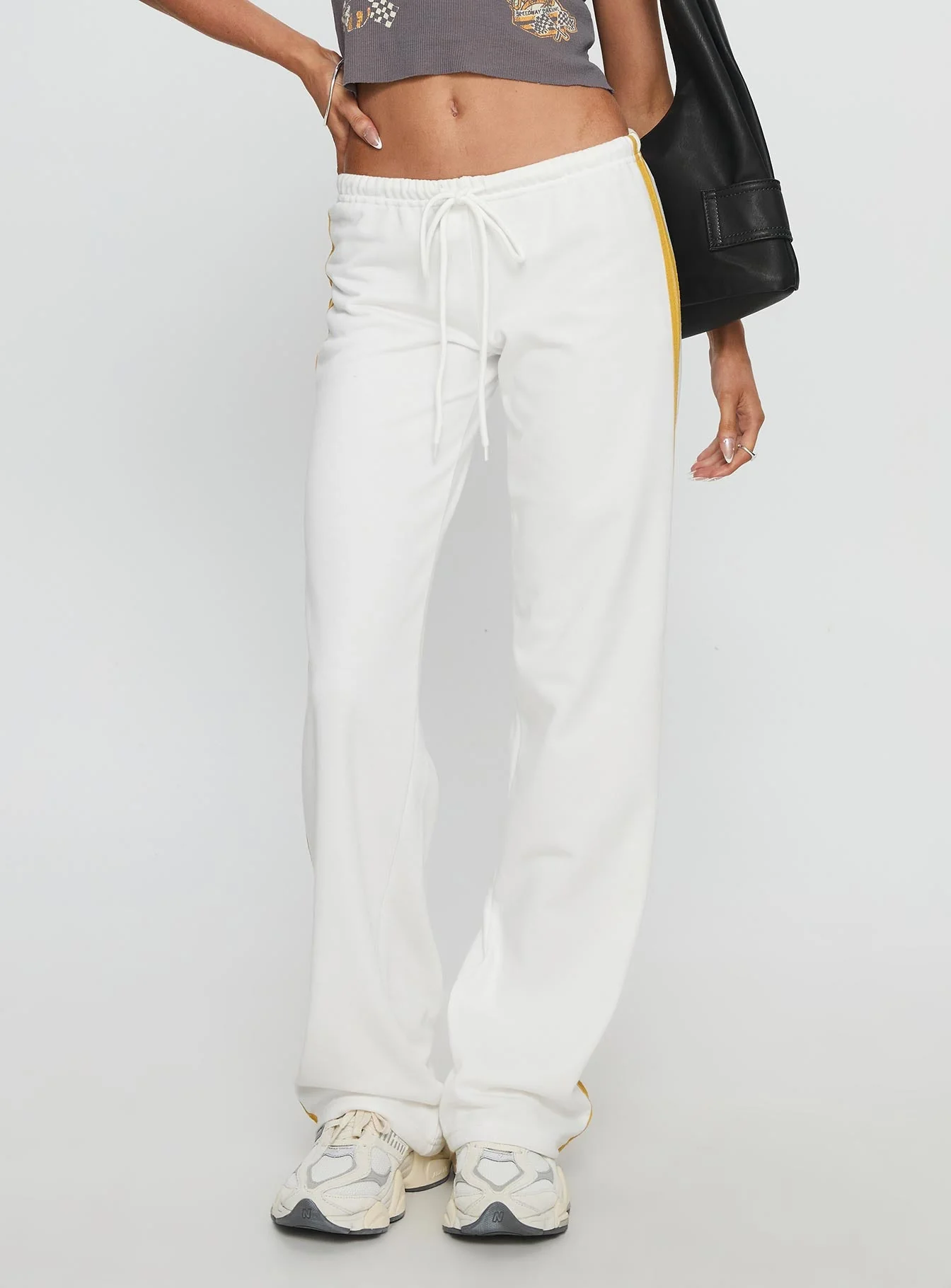 Elation Low Rise Straight Leg Track Pant White - Image 2