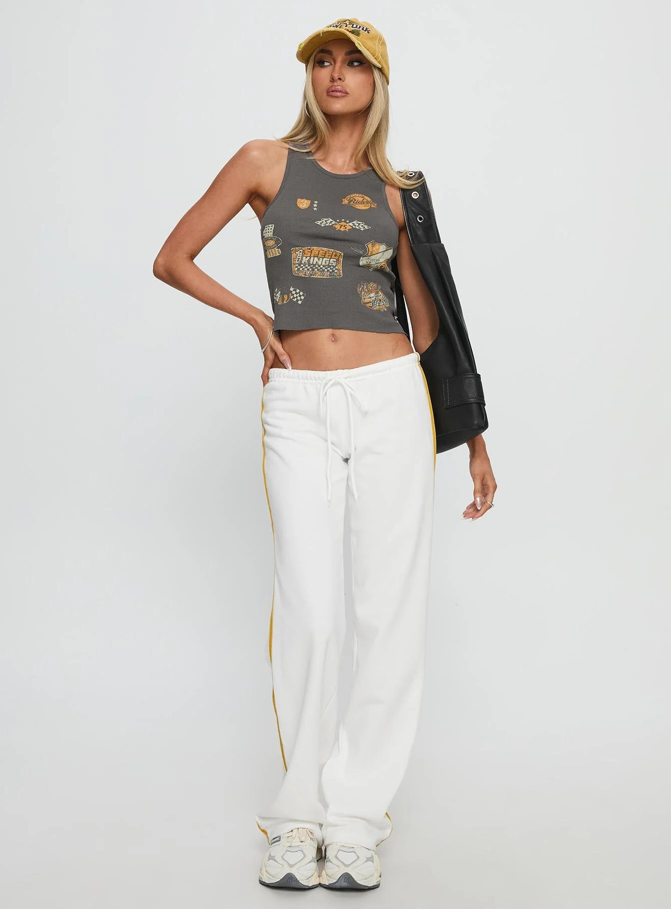 Elation Low Rise Straight Leg Track Pant White - Image 3