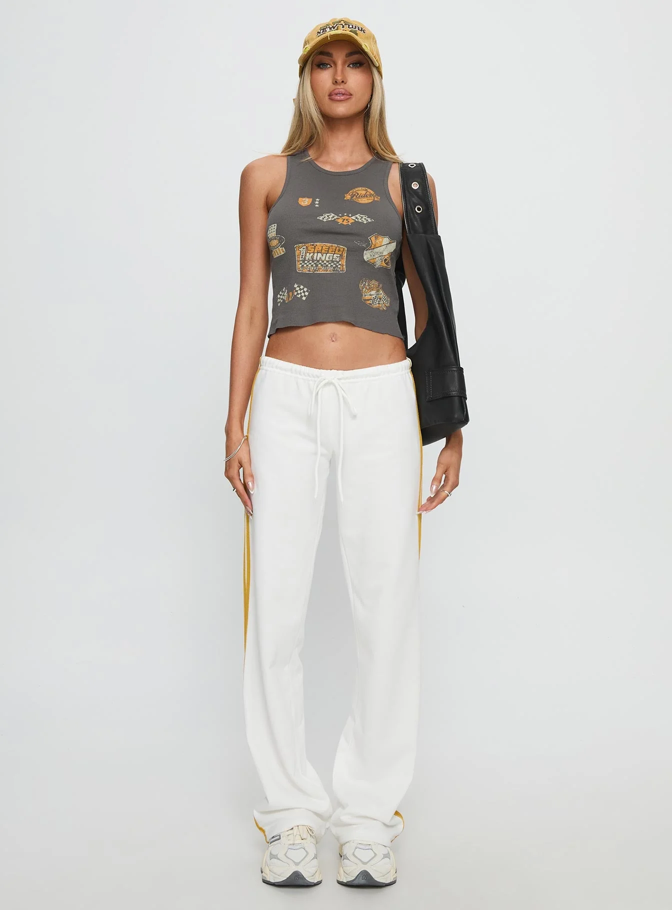 Elation Low Rise Straight Leg Track Pant White - Image 7