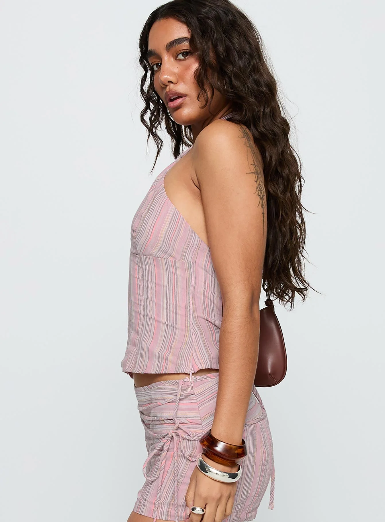 Electric Night Halter Tie Back Top Pink Stripe - Image 4