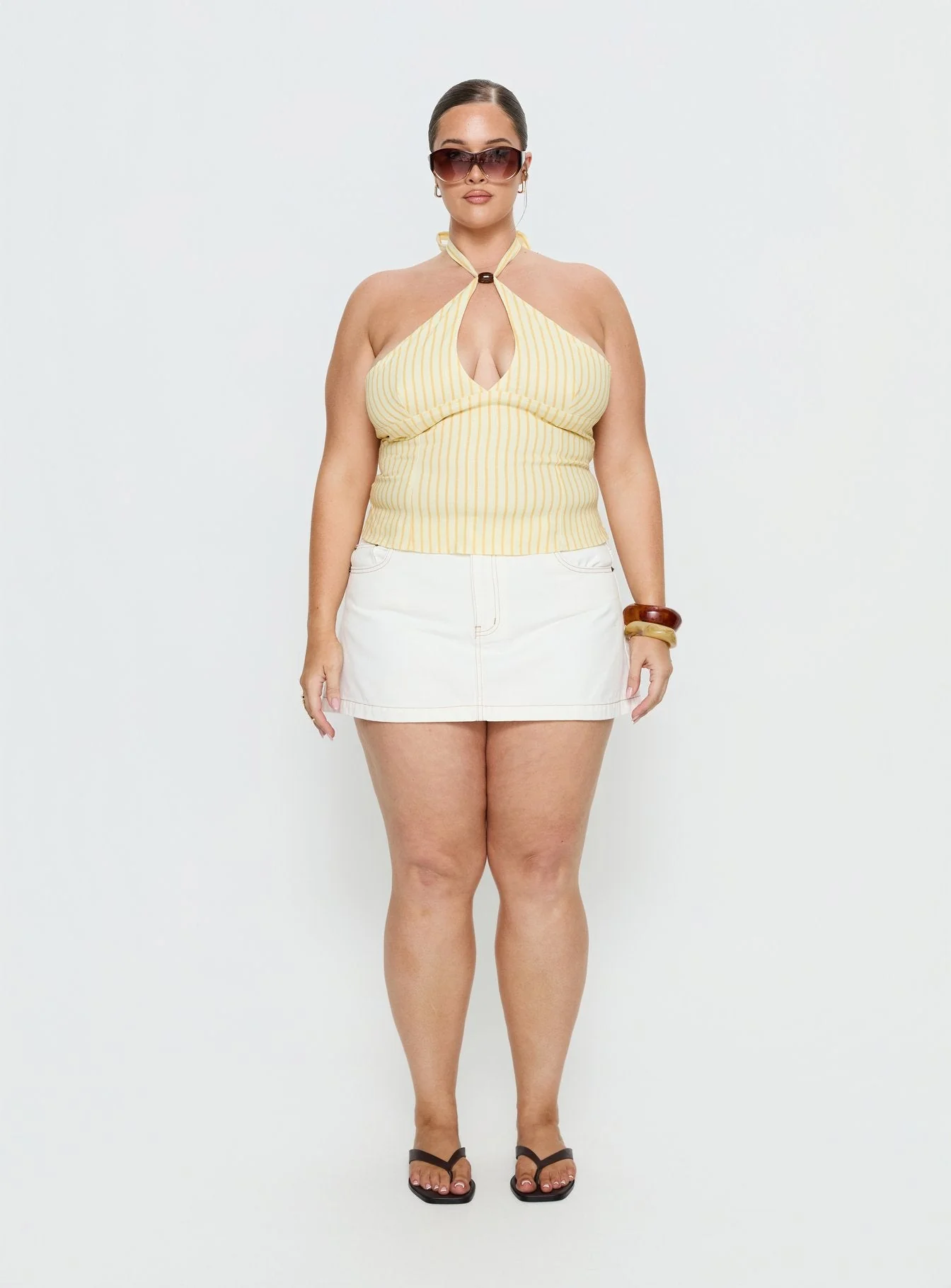 Electric Night Halter Tie Back Top Yellow Stripe Curve - Image 6