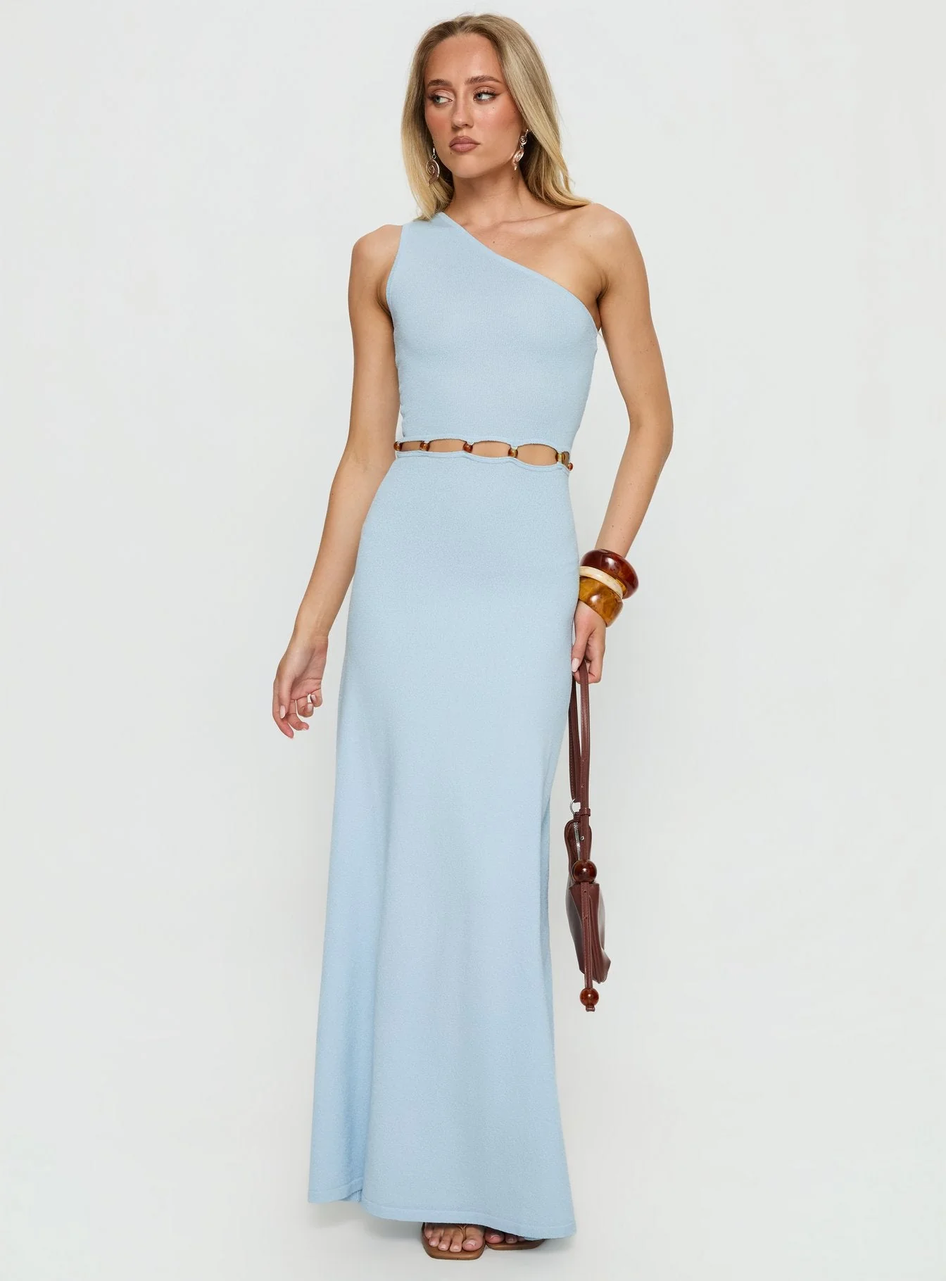 Elianora Asymmetrical Beaded Maxi Dress Blue - Image 2