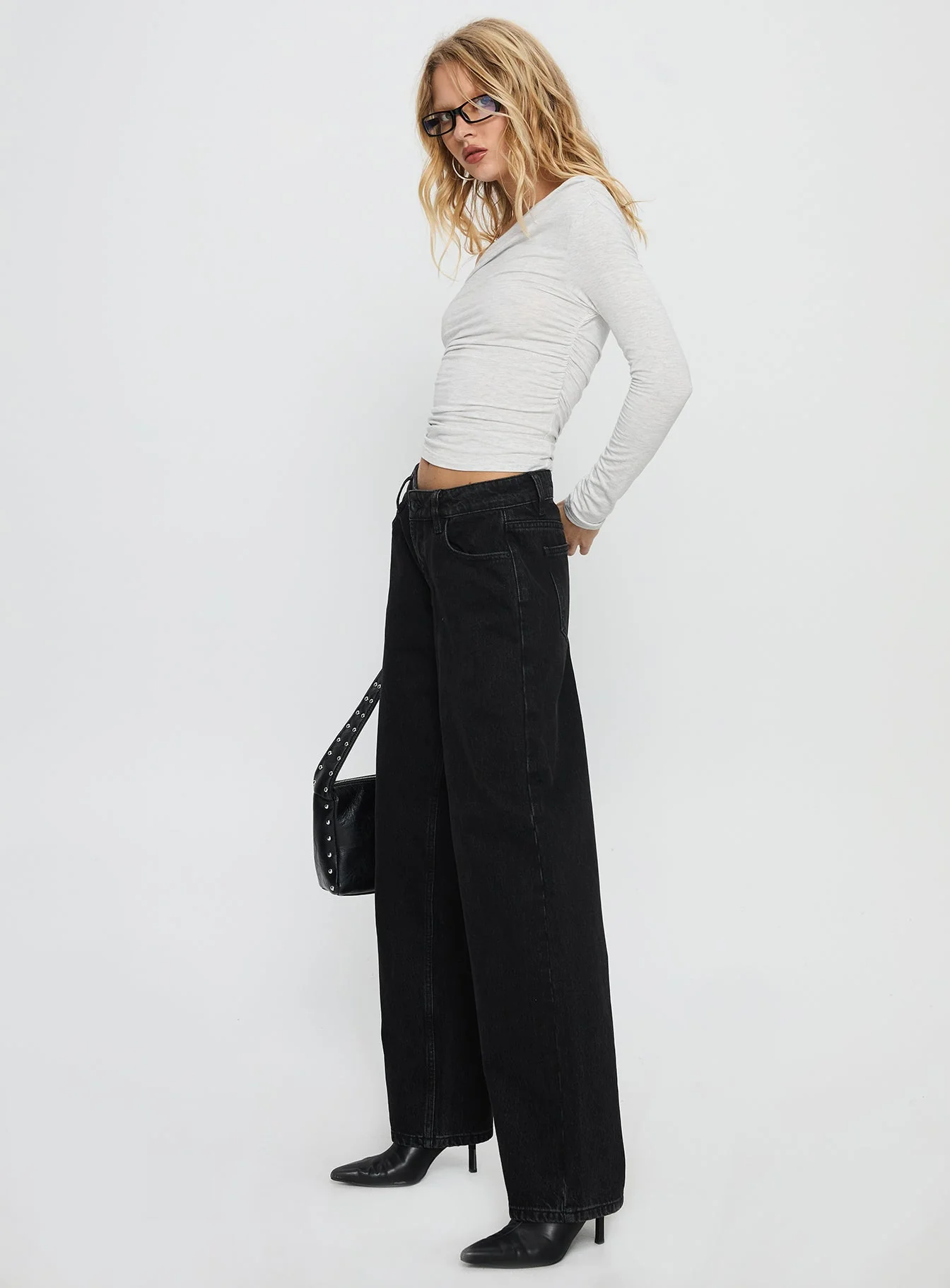 Ellanor Low Rise Slouch Denim Jean Washed Black - Image 5