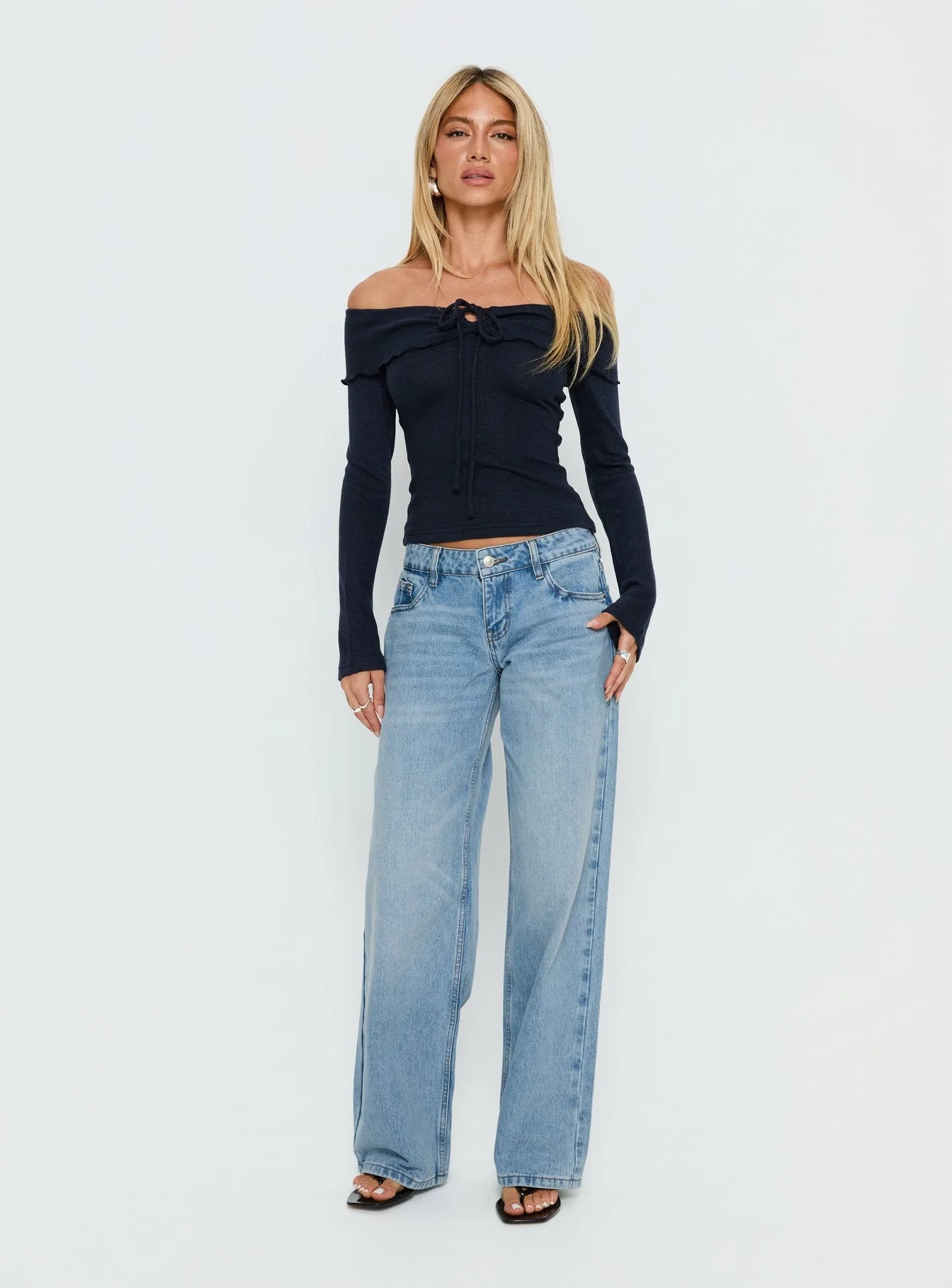 Ellanor Low Rise Slouch Denim Jean Washed Mid Blue Wash - Image 3