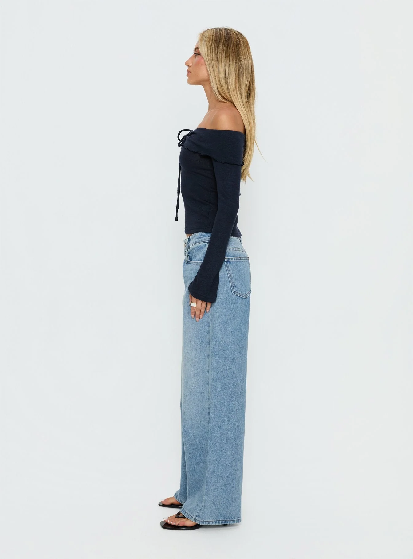 Ellanor Low Rise Slouch Denim Jean Washed Mid Blue Wash - Image 4