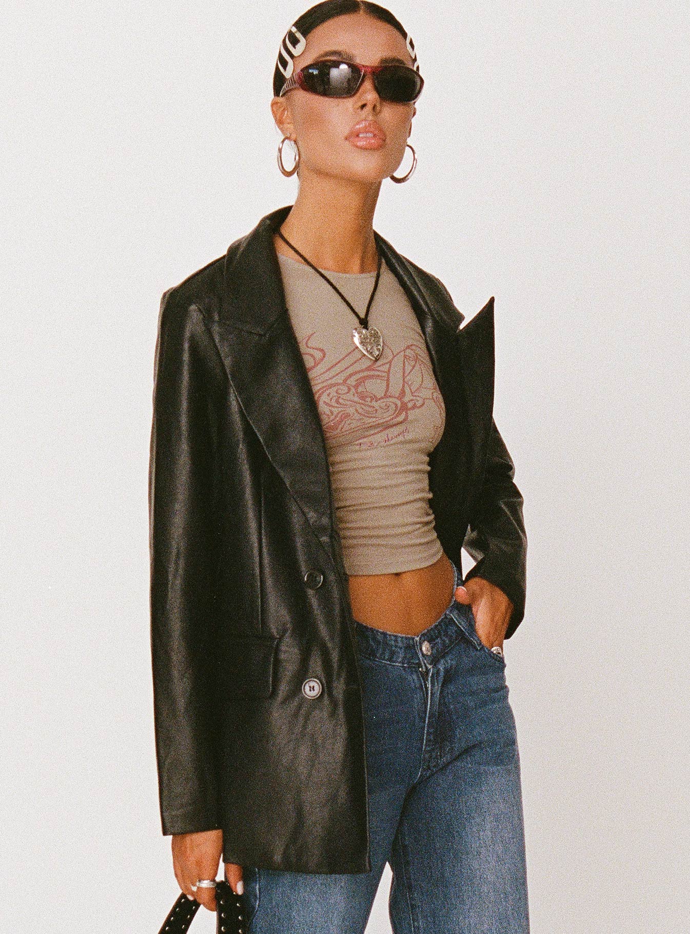 Ellen Faux Leather Blazer - Image 11