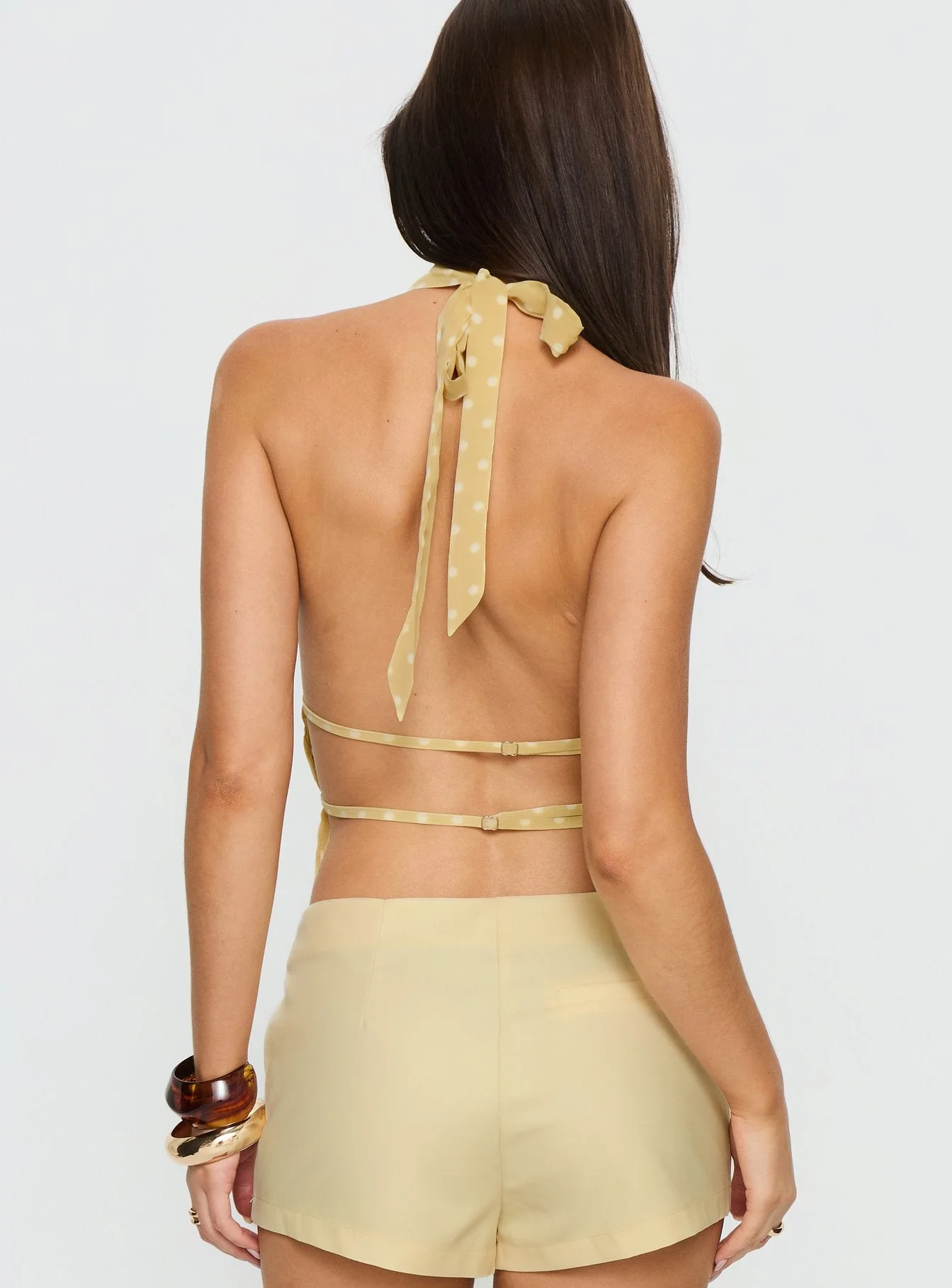 Ellice Backless Halter Top Lemon / White Polka - Image 5