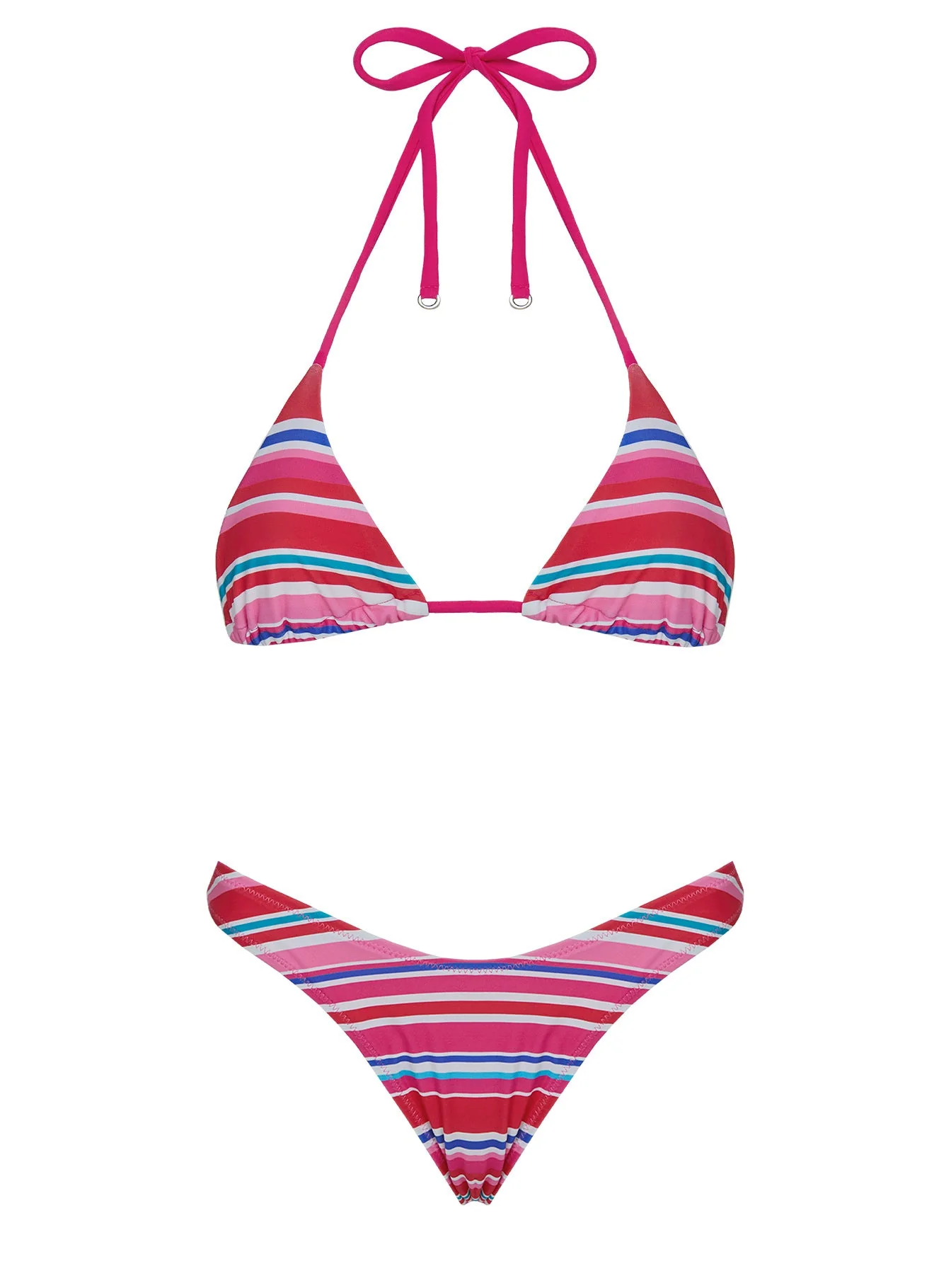 Ellie High Cut Shine Bikini Bottoms Pink Stripe - Image 5