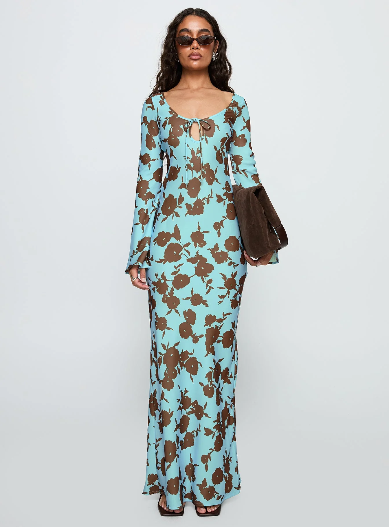 Elorie Long Sleeve Maxi Dress Blue / Brown - Image 7