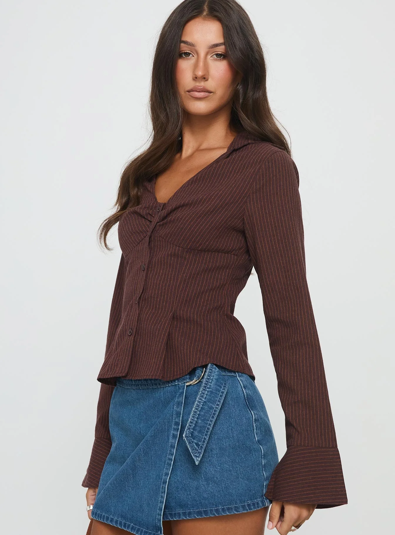 Elowenn Long Sleeve Top Chocolate Stripe - Image 3