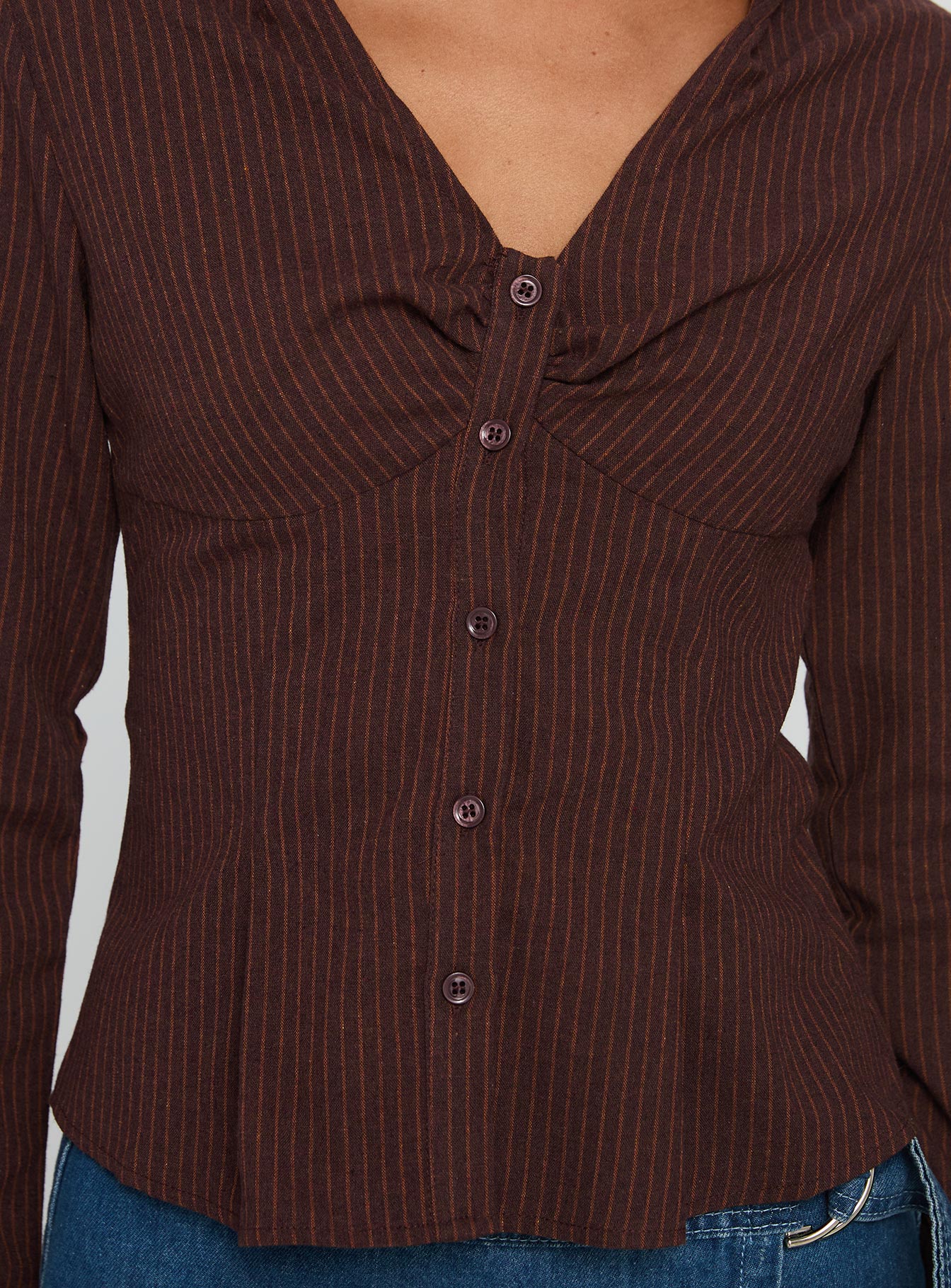 Elowenn Long Sleeve Top Chocolate Stripe - Image 5
