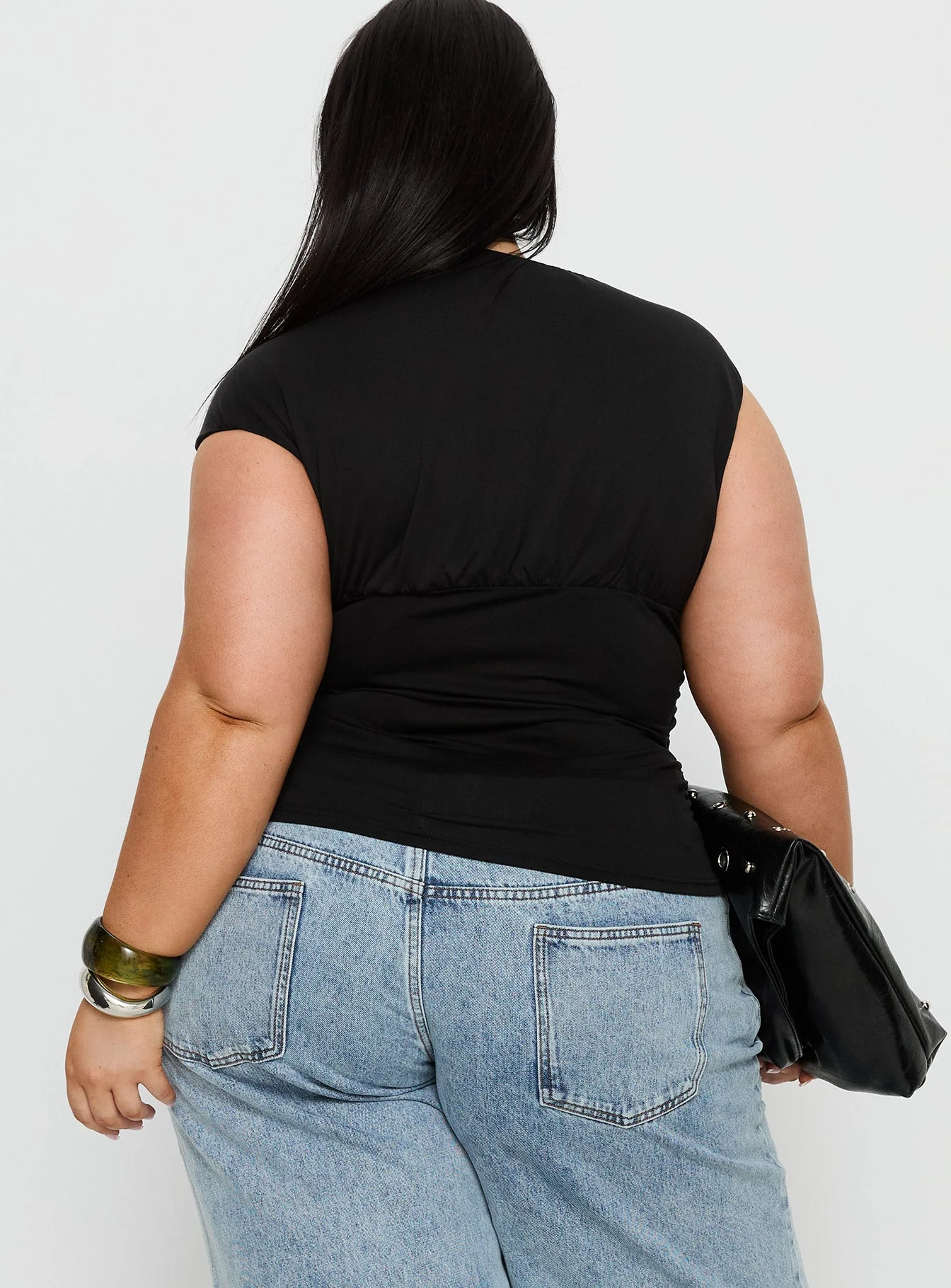 Emelyne Cinched Waist Top Black Curve - Image 4