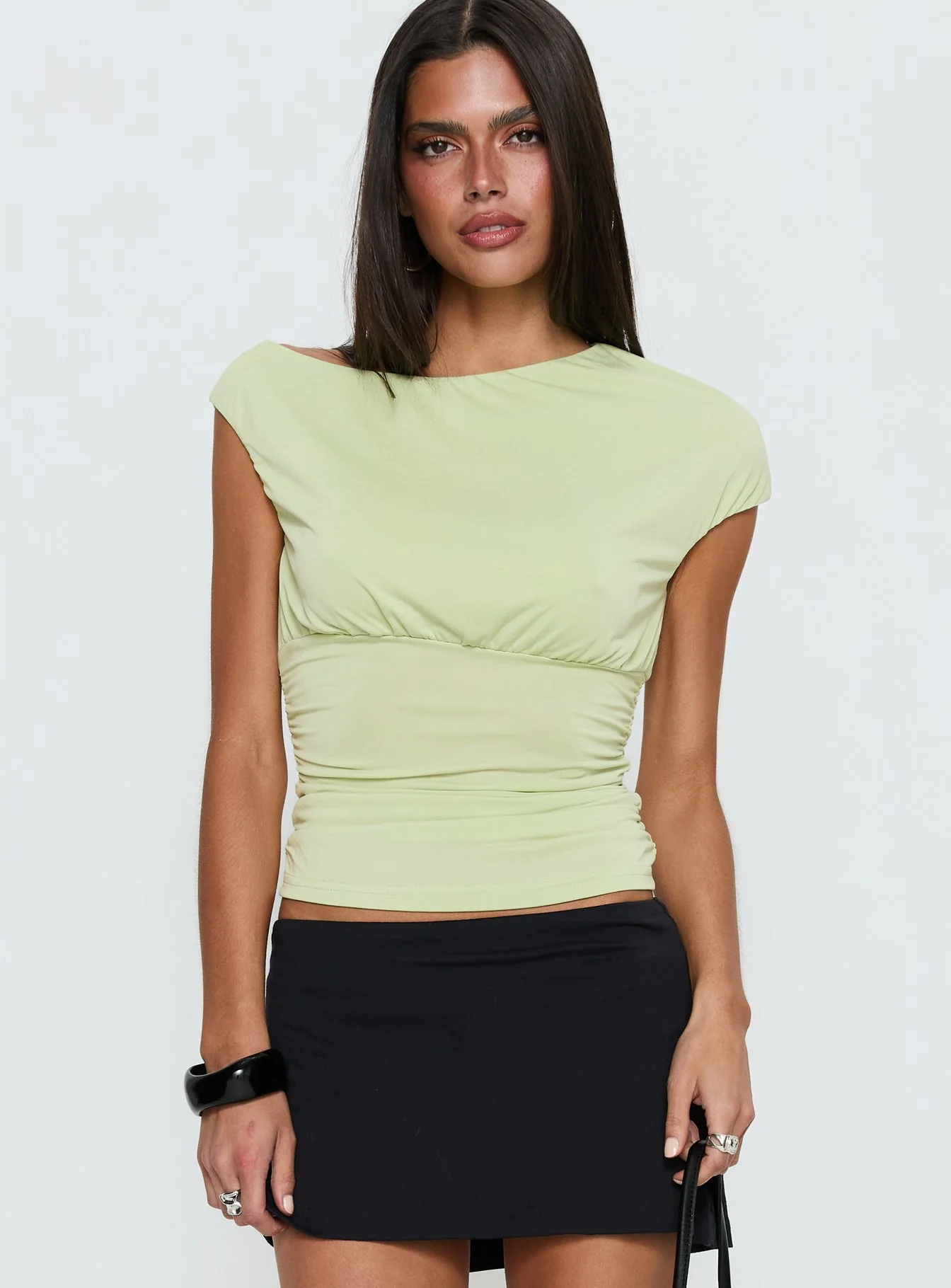 Emelyne Cinched Waist Top Pistachio - Image 2