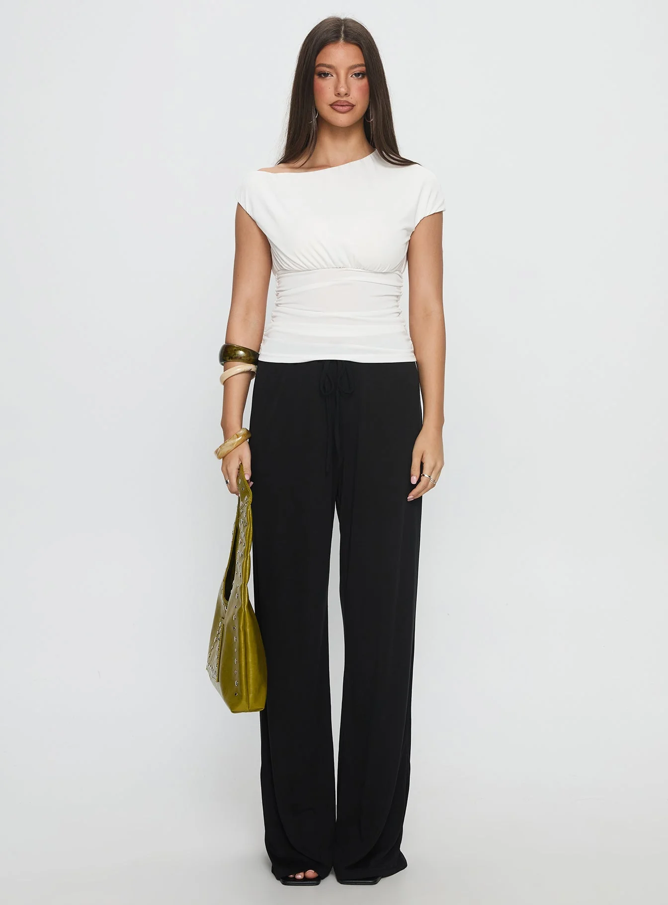 Emelyne Cinched Waist Top White - Image 7