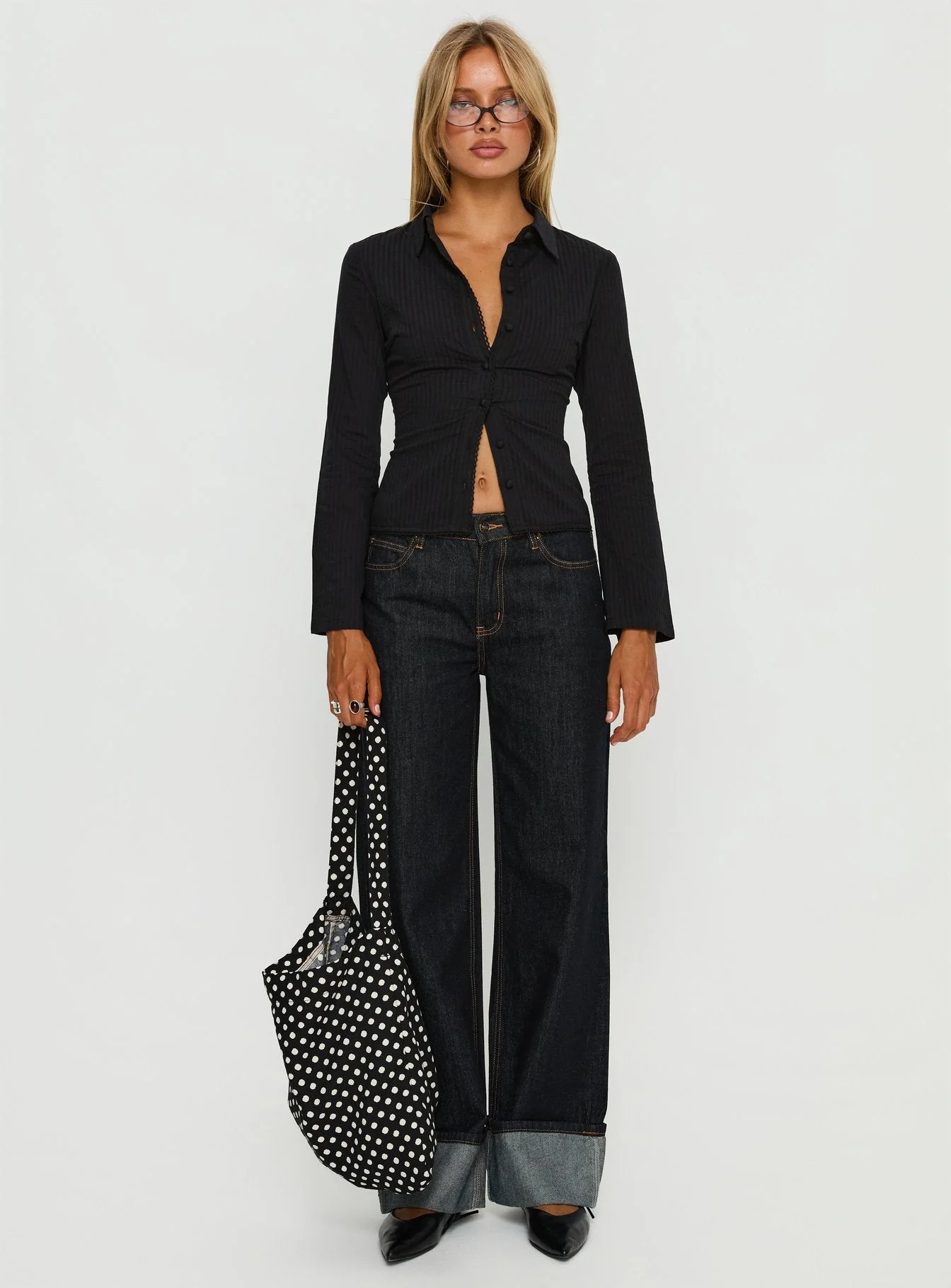 Emersonne Button Up Top Black - Image 6