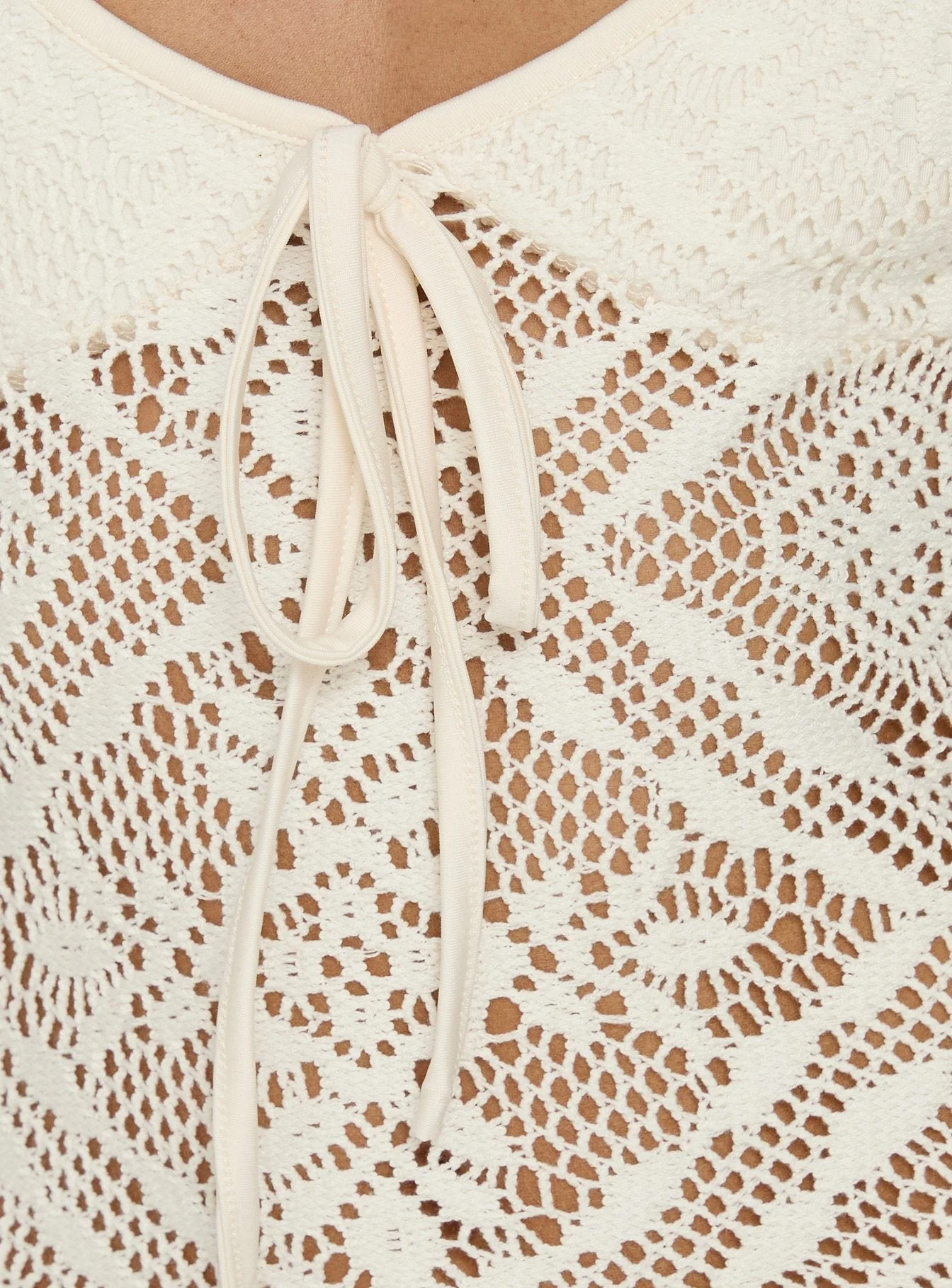 Eminent Crochet Low Back Maxi Dress Cream - Image 6