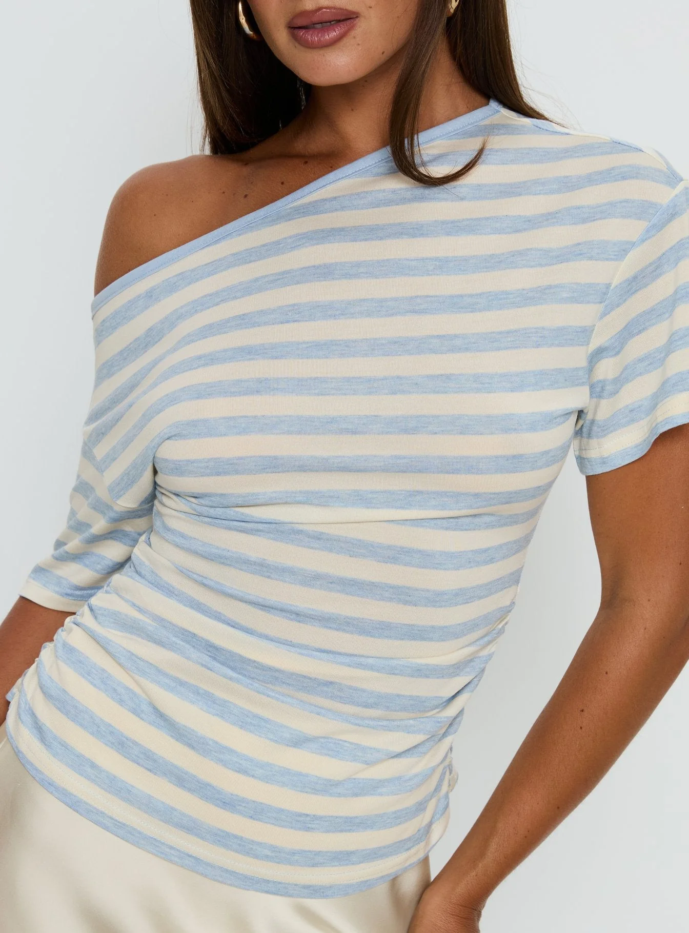 Emlynn Off Shoulder Top Blue Stripe - Image 7