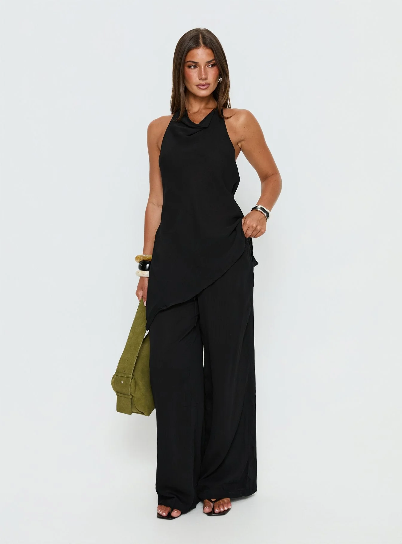 Emorisa Mid Rise Chiffon Pant Black - Image 3