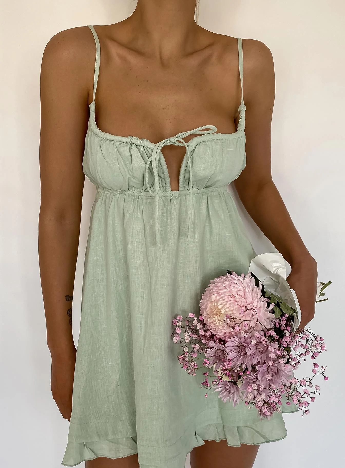 Empress Of Love Mini Dress Sage - Image 10