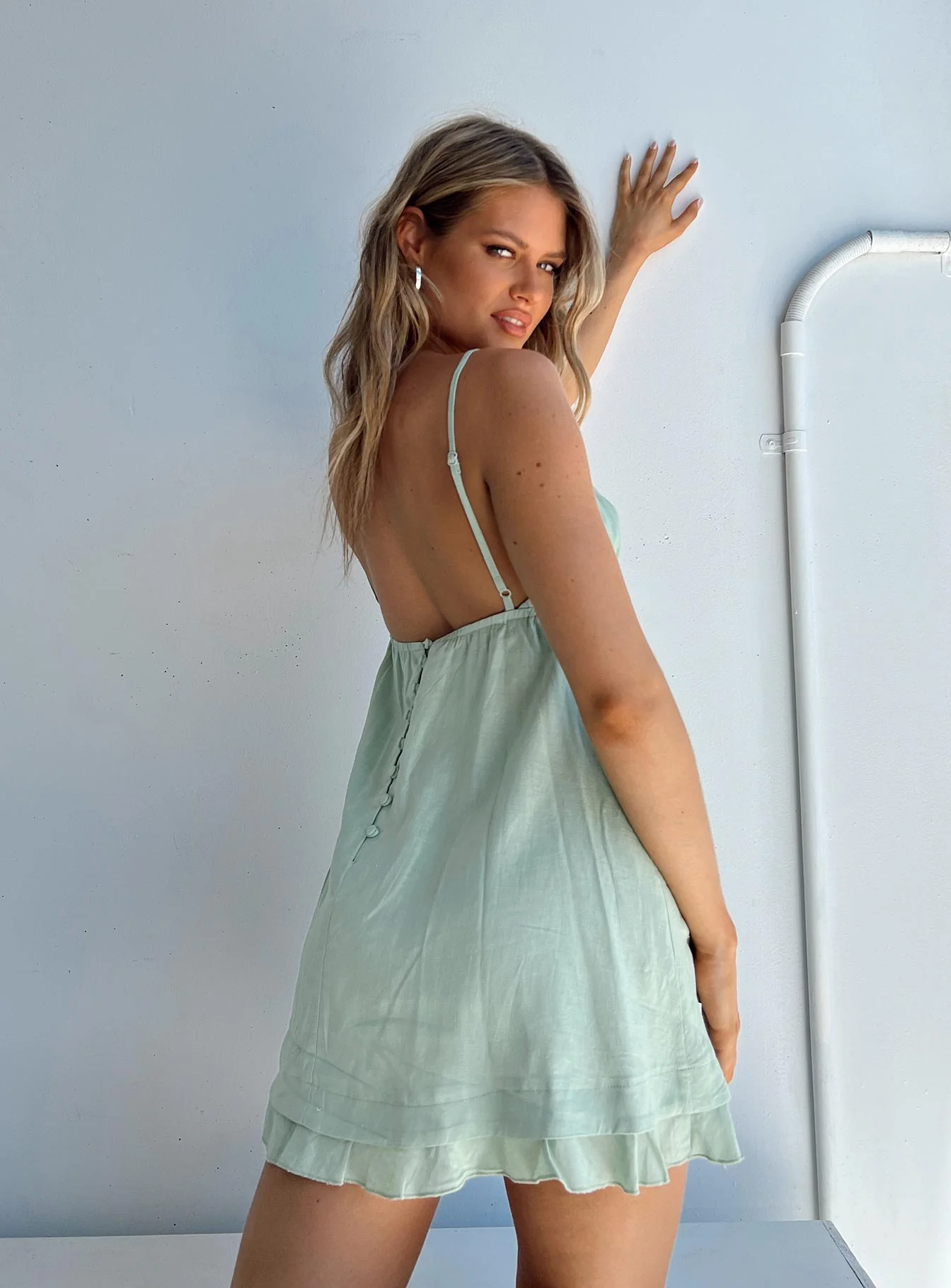 Empress Of Love Mini Dress Sage - Image 9