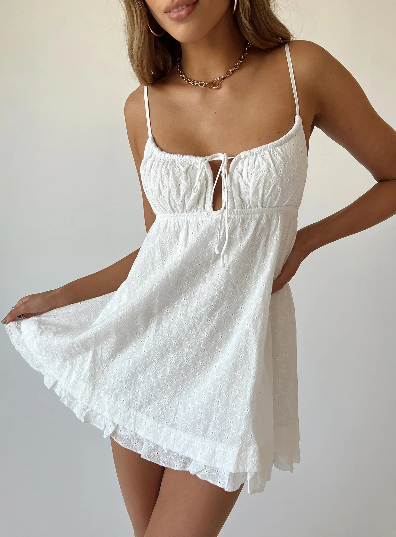 Empress of Love Mini Dress White Embroidery - Image 6