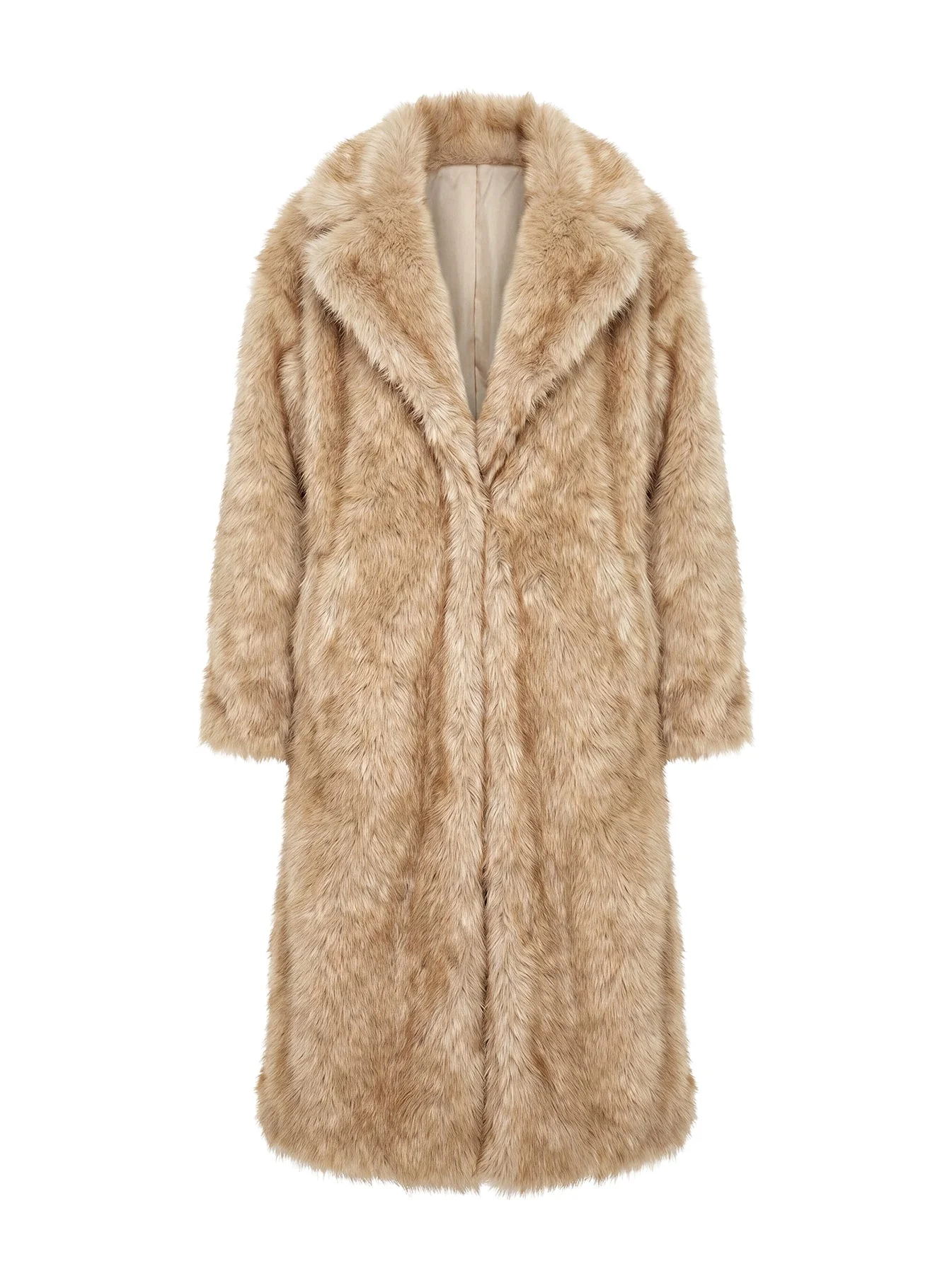 End Of Beginning Faux Fur Longline Jacket Beige - Image 13