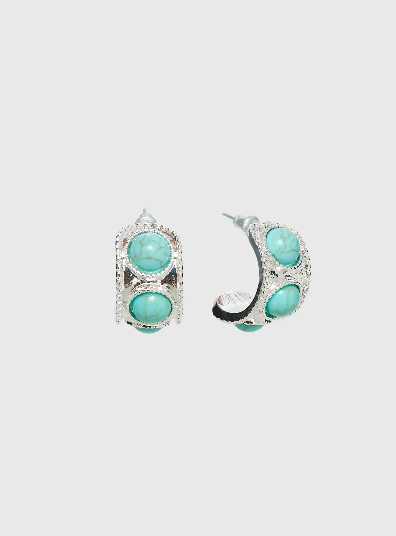 Endellion Hoop Earrings Silver / Turqouise - Image 2
