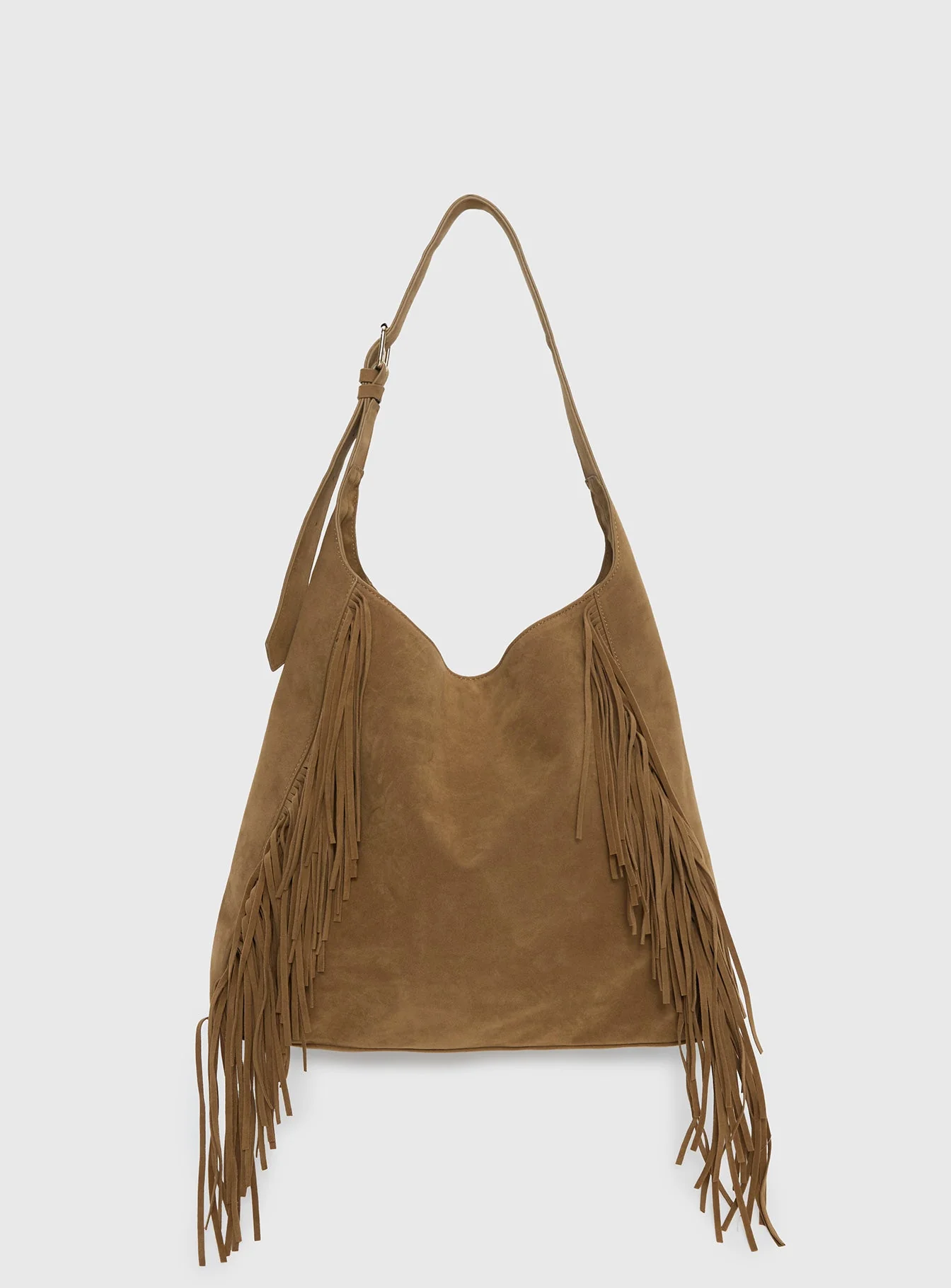 Endless Nights Tassel Faux Suede Shoulder Bag Brown - Image 3