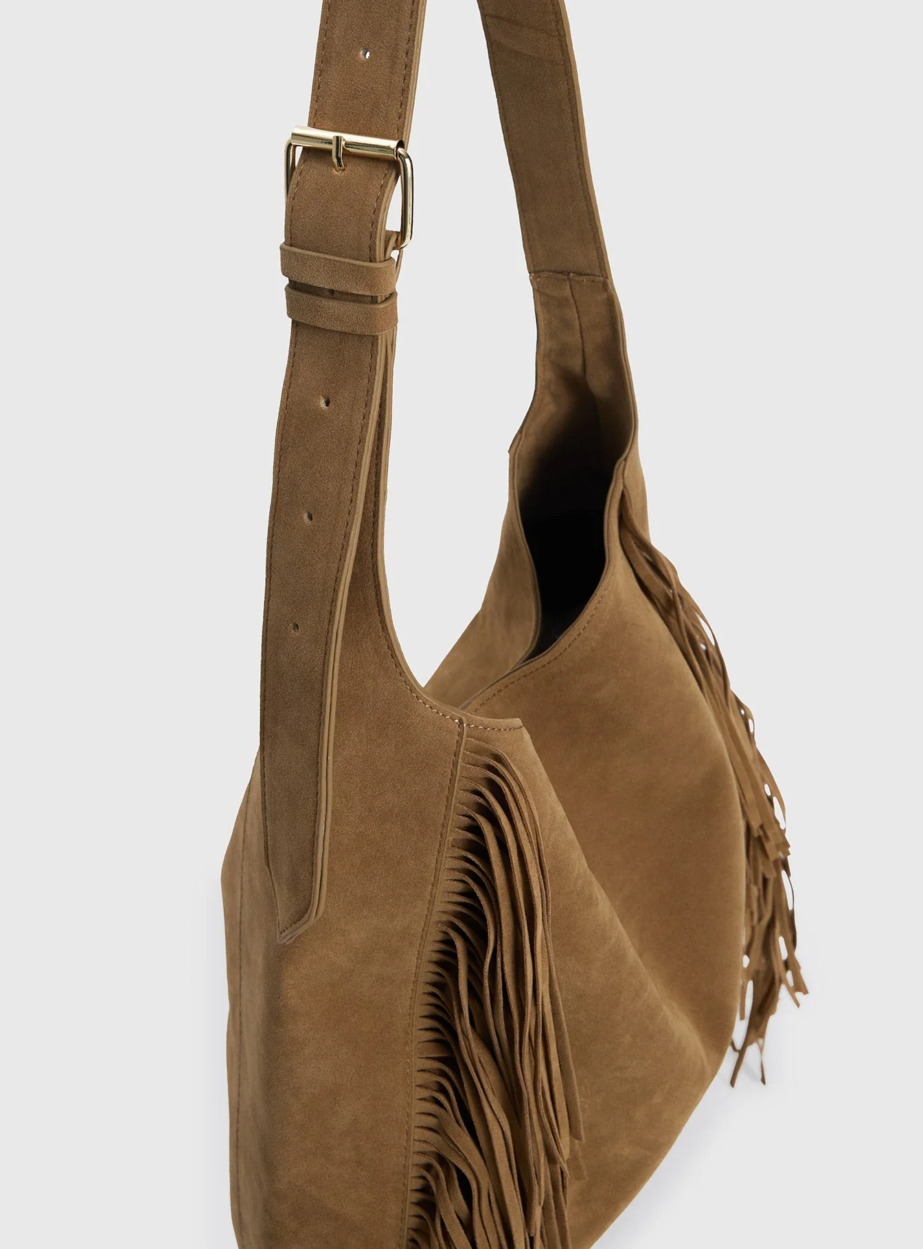 Endless Nights Tassel Faux Suede Shoulder Bag Brown - Image 6
