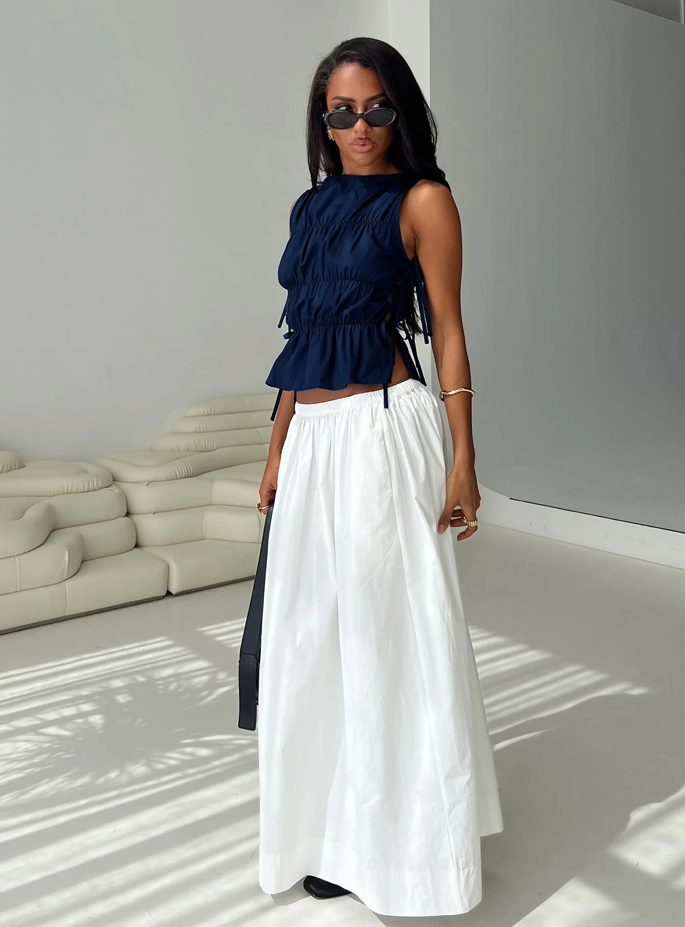 Endless Summers Tie Side Top Navy - Image 8