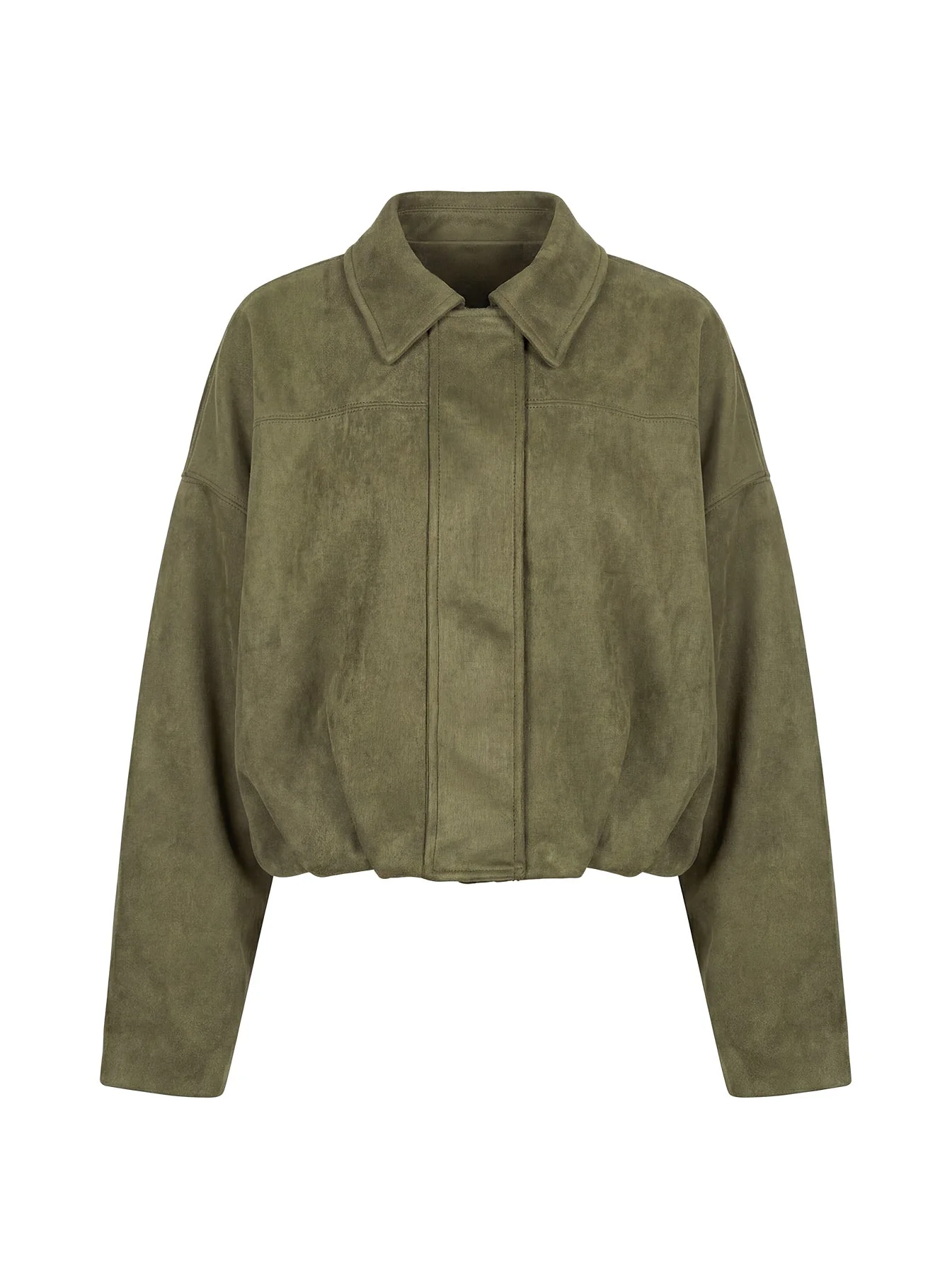 Enlightened Faux Suede Bomber Jacket Khaki - Image 11