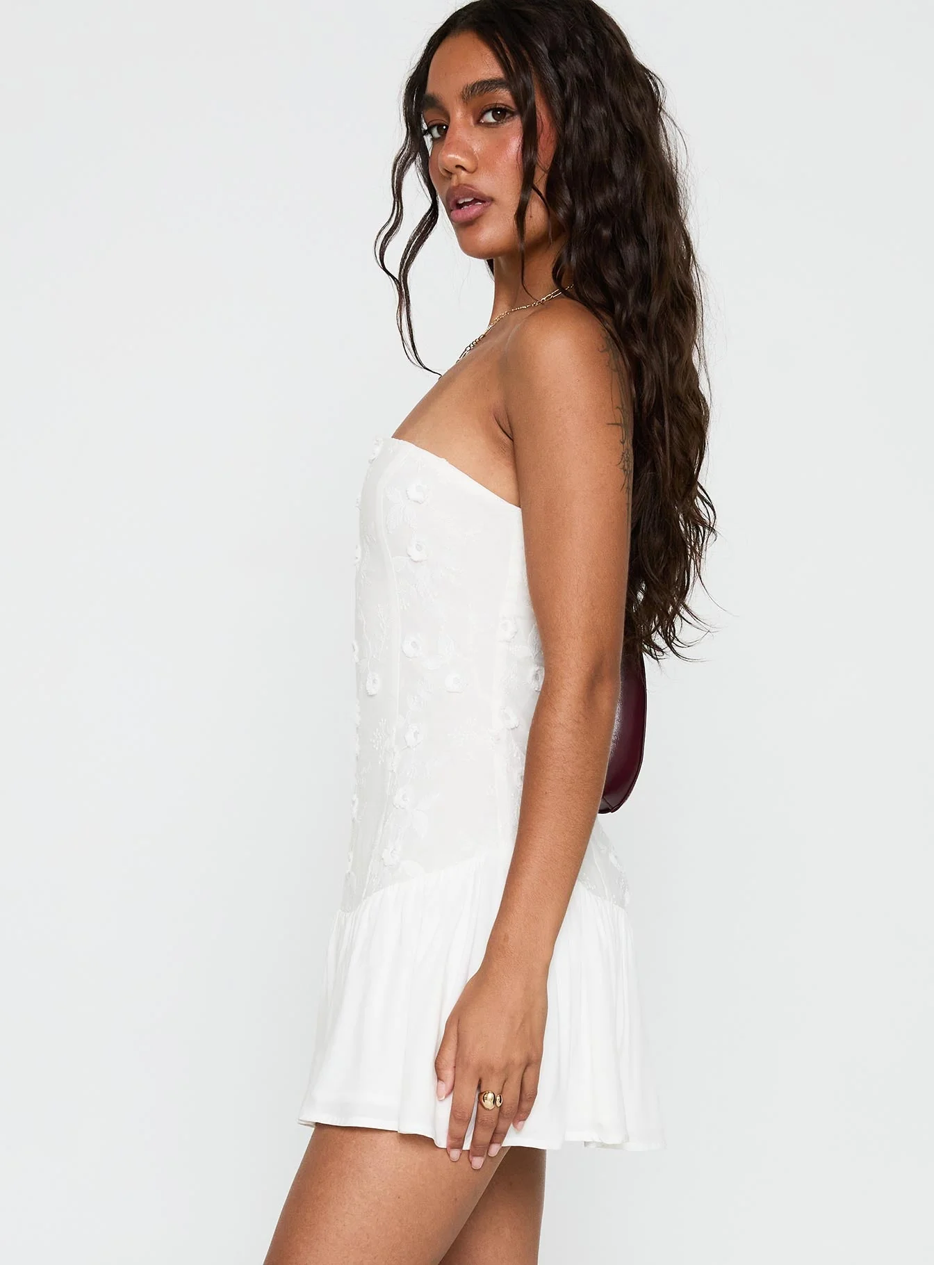 Envie Strapless Mini Dress White - Image 4