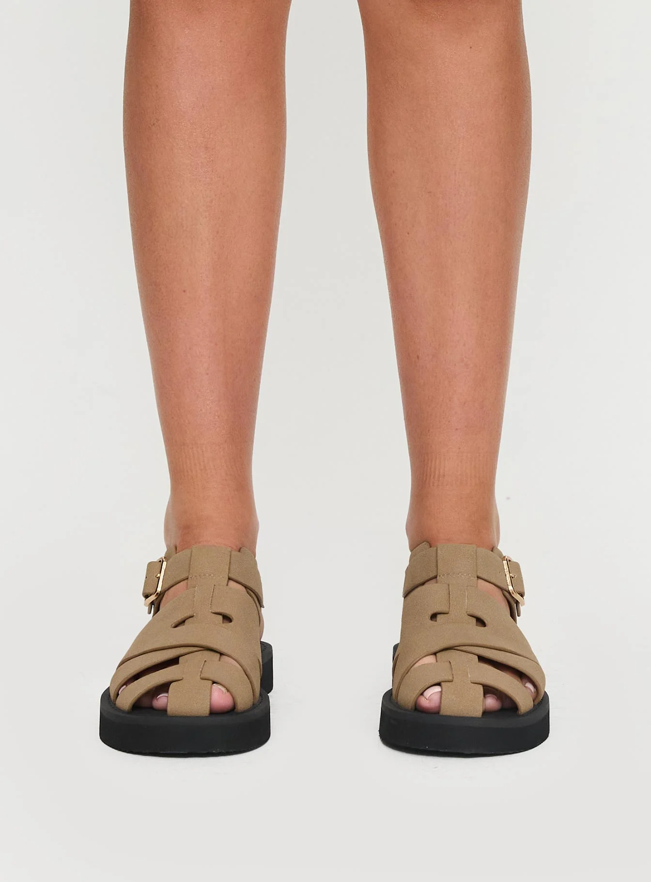 Enya Sandals Tan Faux Suede - Image 2