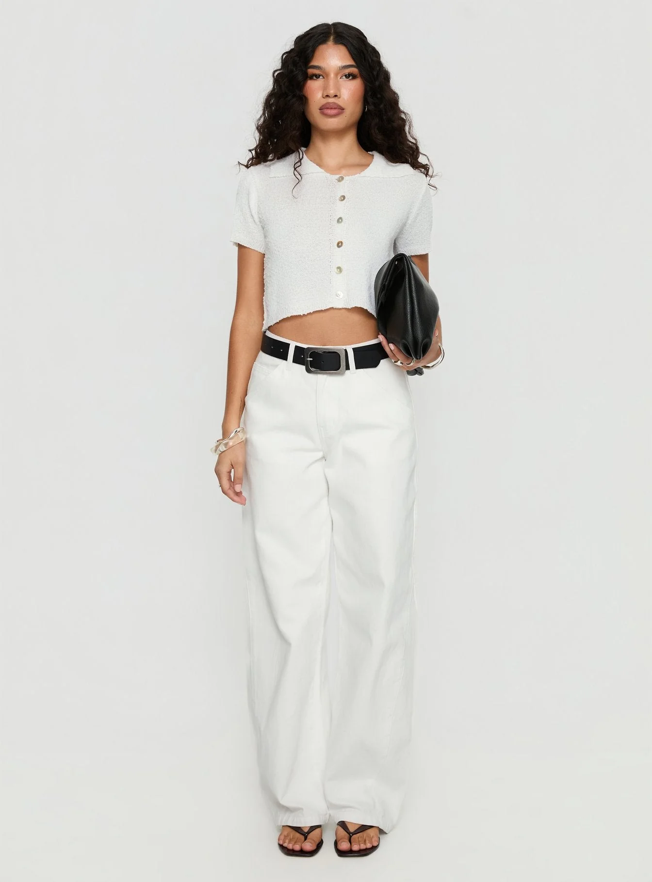 Erena High Rise Barrel Leg Jeans White - Image 7