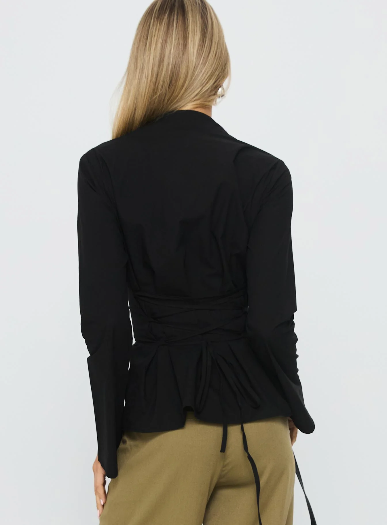 Eryx Tie Back Button Up Top Black - Image 4