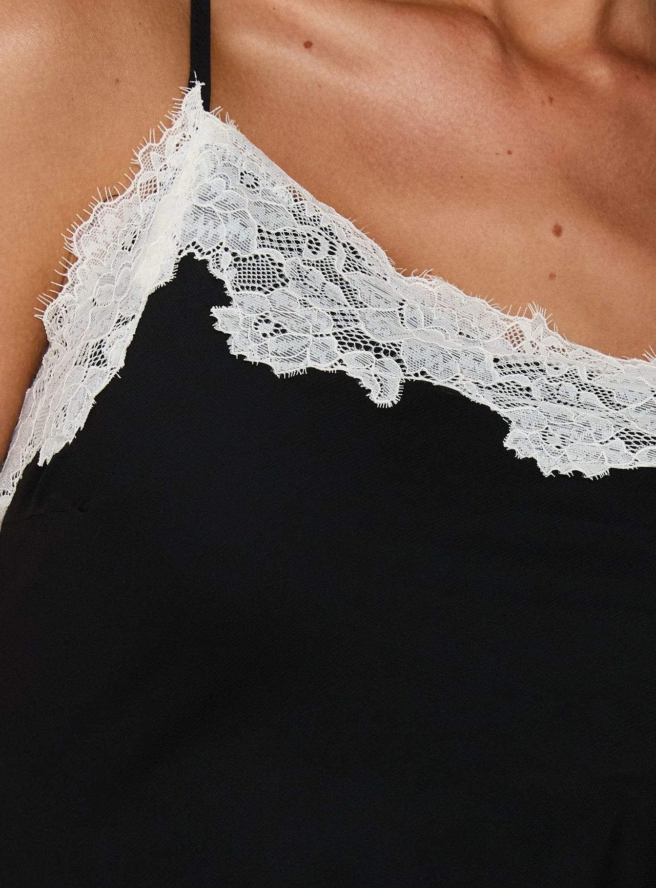 Esadora Lace Asymmetrical Mini Dress Black / Cream - Image 6